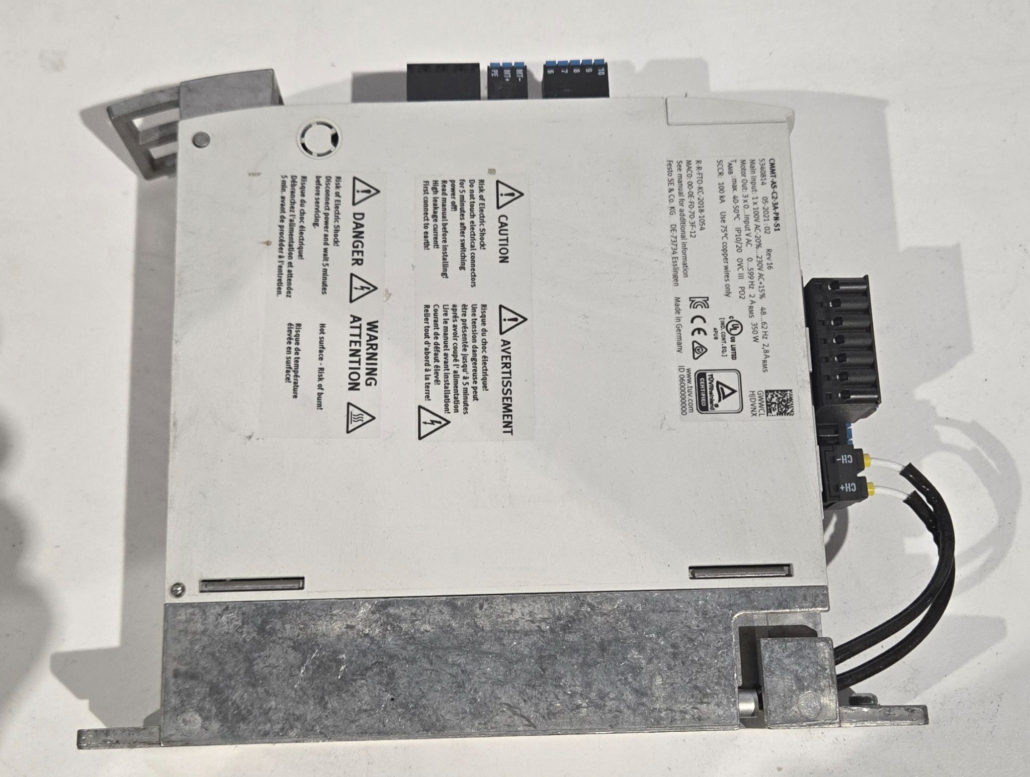FESTO CMMT-AS-C2-3A-PN-S1 COMPACT SERVO DRIVE PROFINET 3A USED 8