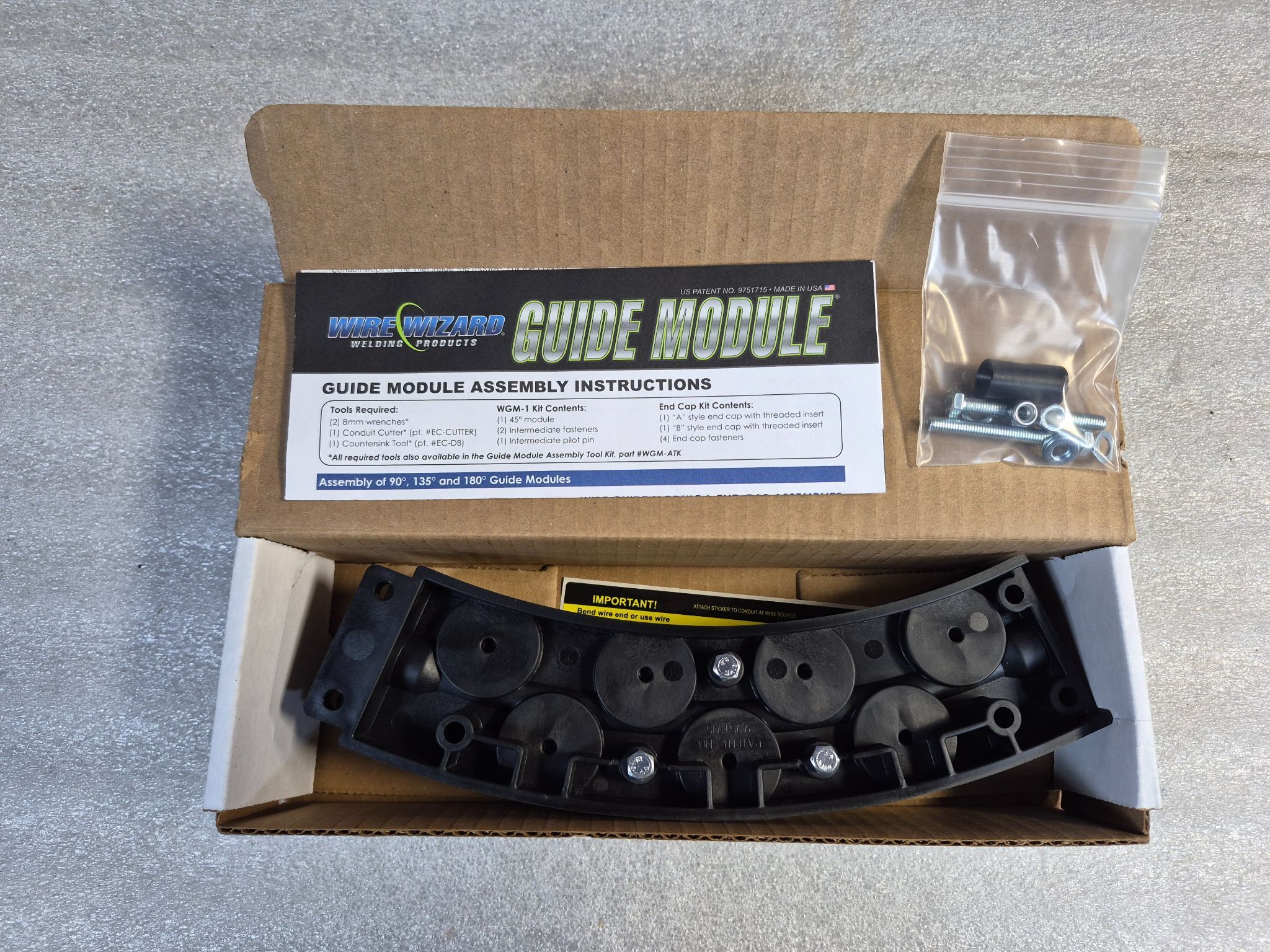 WIRE WIZARD WGM-1 45° Guide Module NEW 2