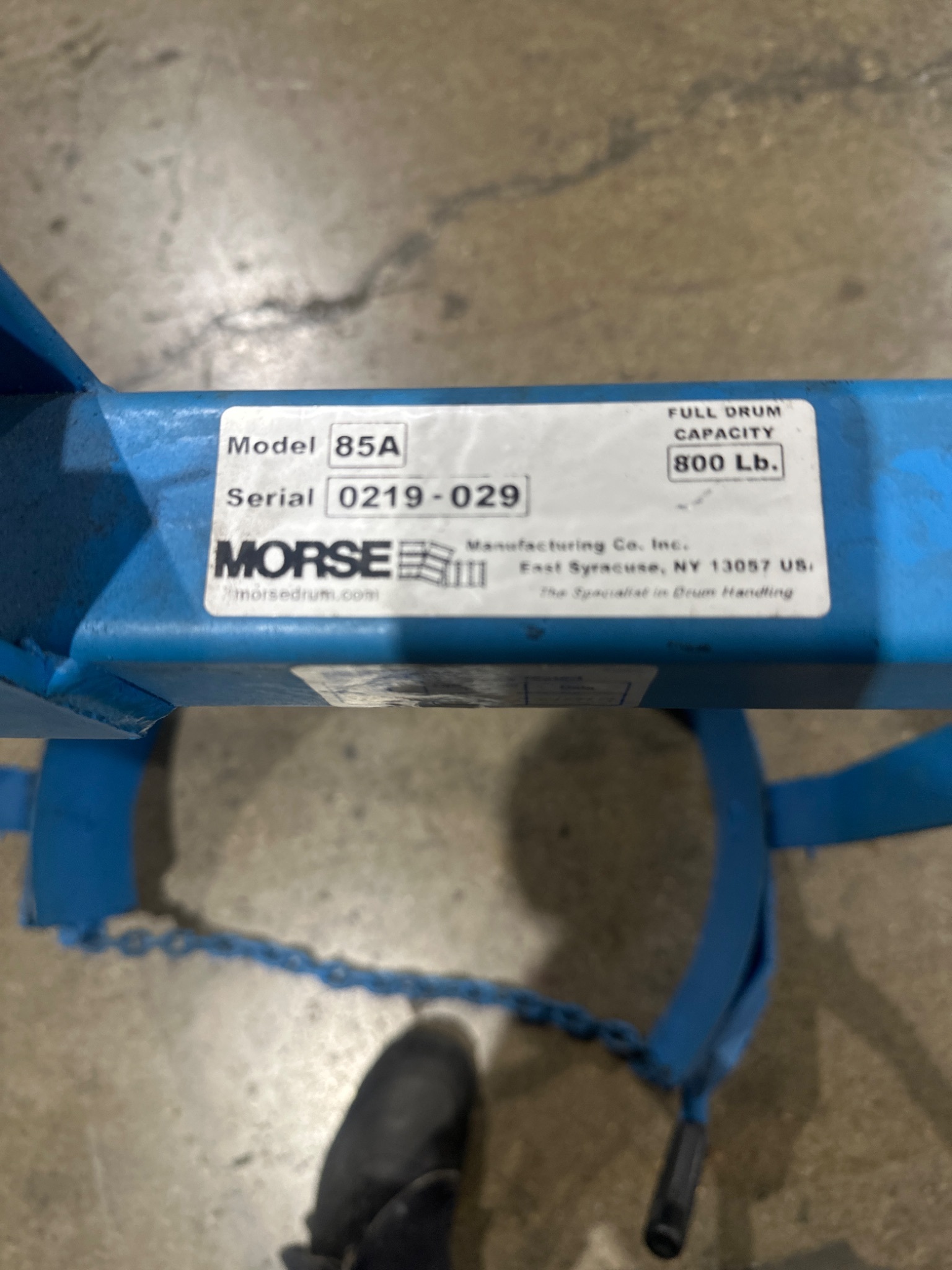 MORSE 85A DRUM CARRIER 800 LB CAPACITY USED 3