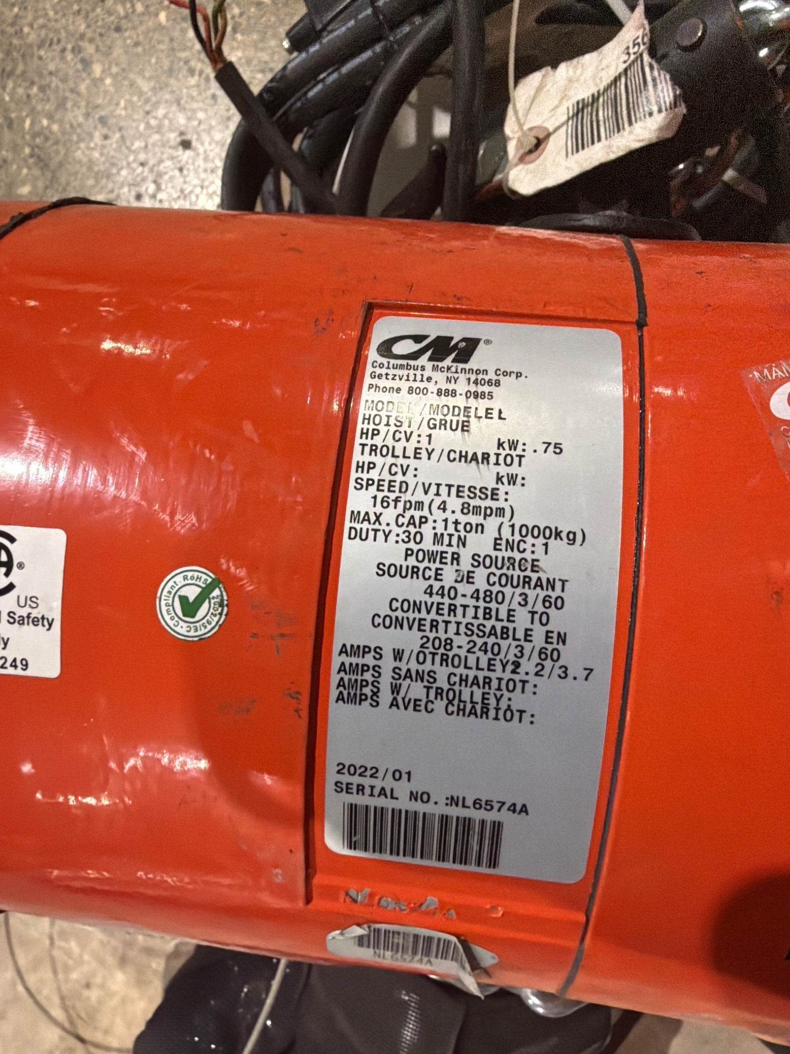 CM Lodestar Model L 1-Ton Chain Hoist USED2 4