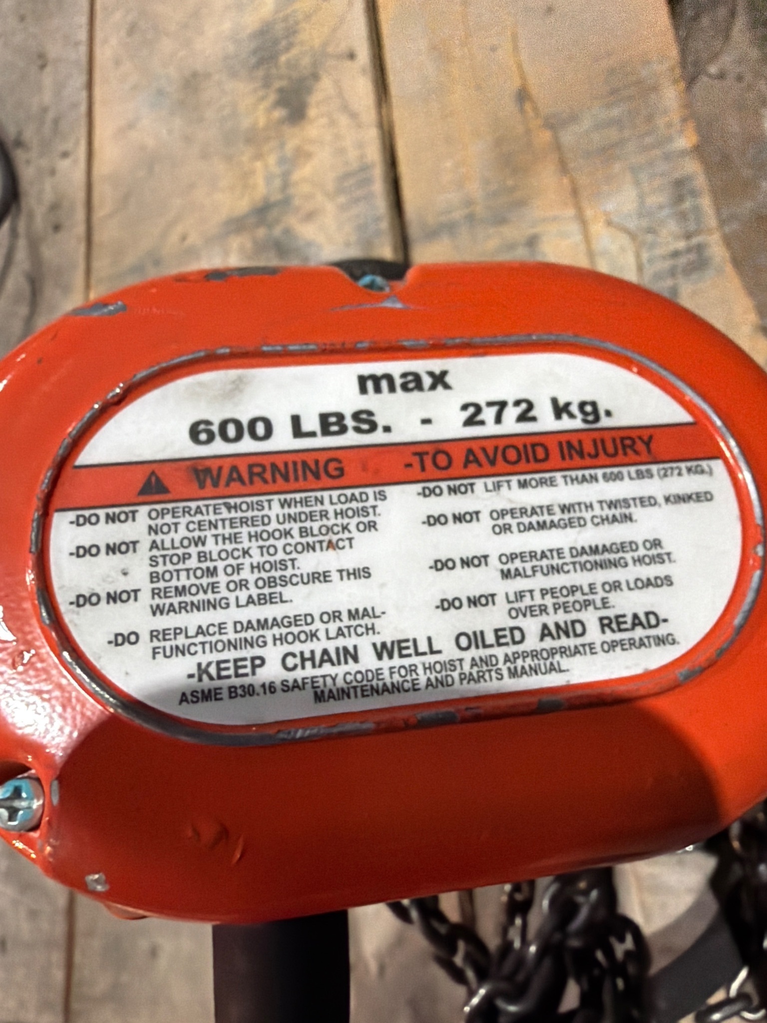 CM ShopStar Chain Hoist Max 600 lbs (272 kg) USED 3