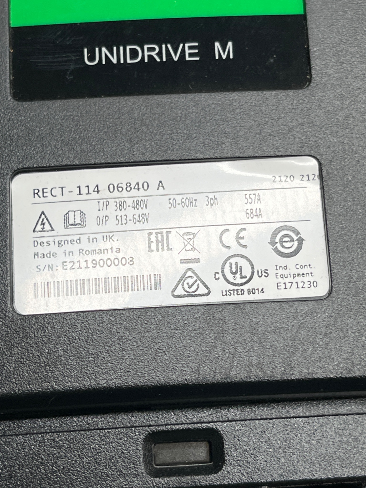 CONTROL TECHNIQUES RECT-11406840A Unidrive-M AC Drive USED 5