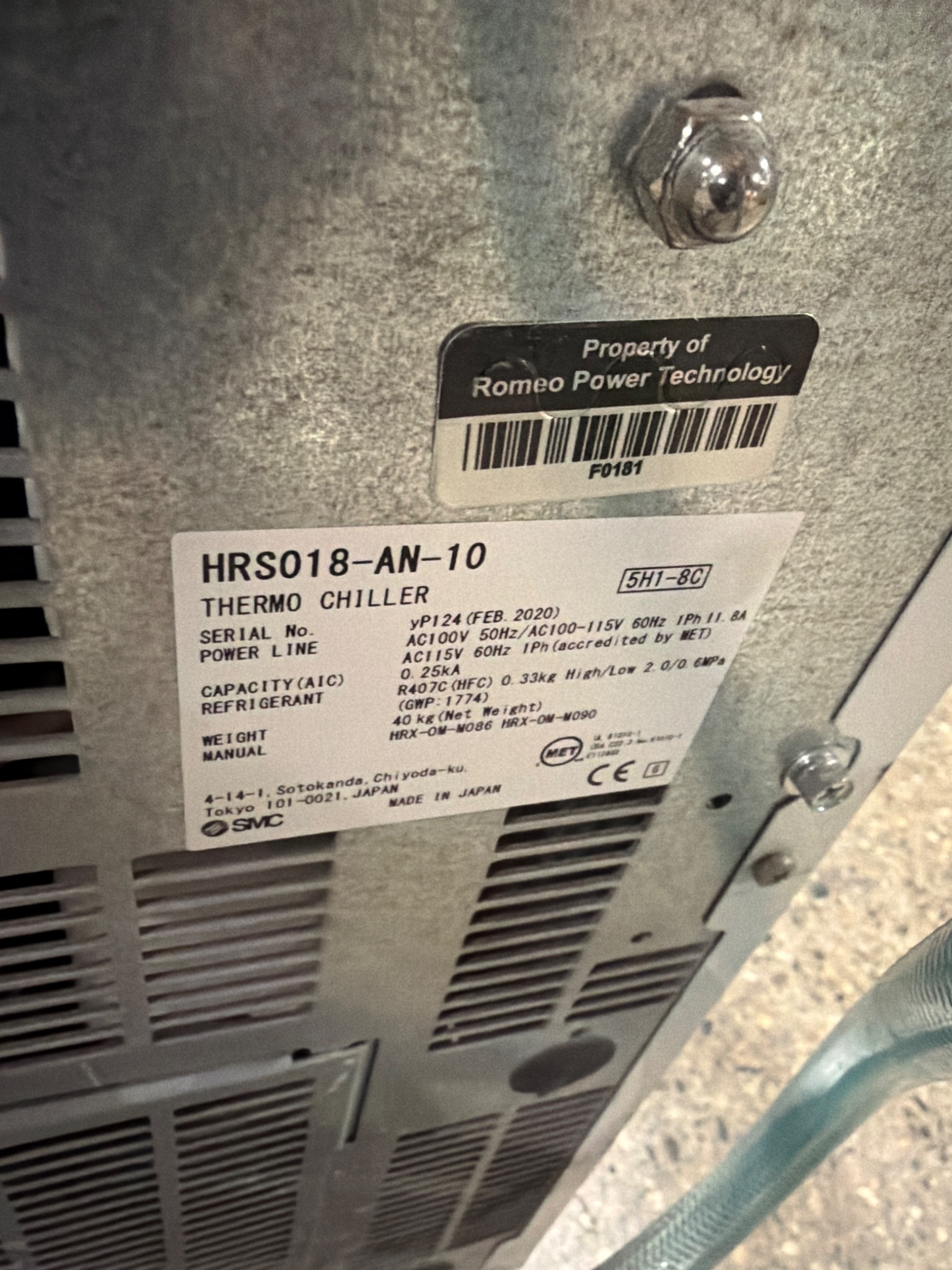 SMC HRSH150-AN-40-K Thermo Chiller USED 4
