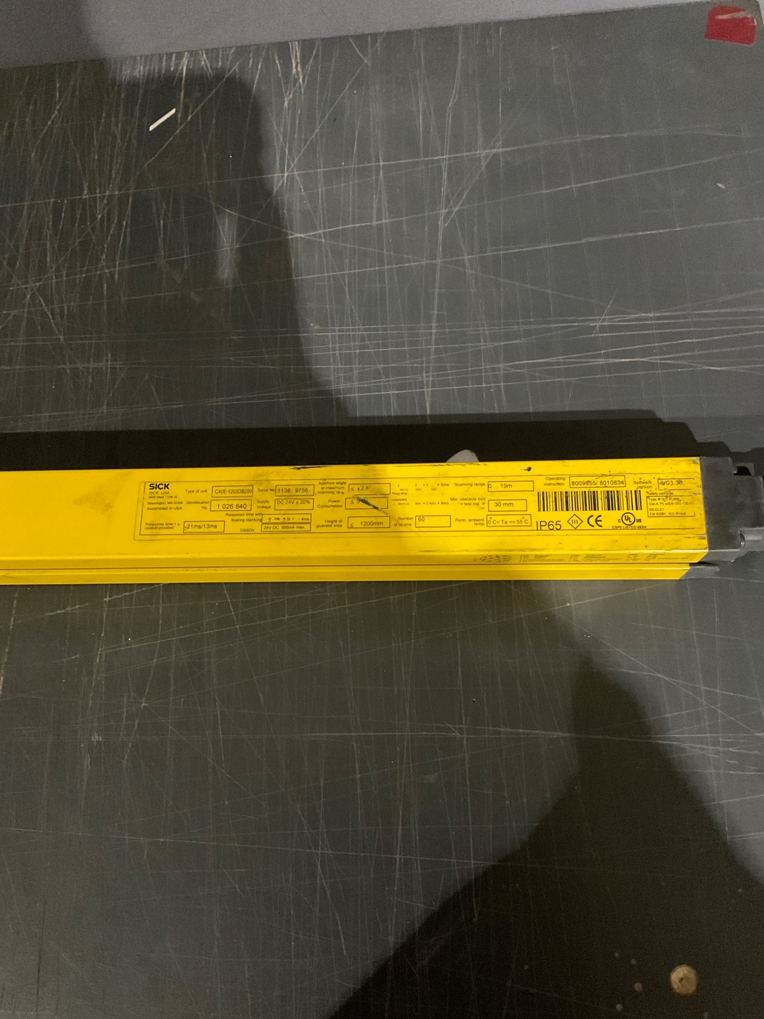 SICK C40E-1203DB200 C4000 Advanced Light Curtain Emitter (1200mm) USED 5