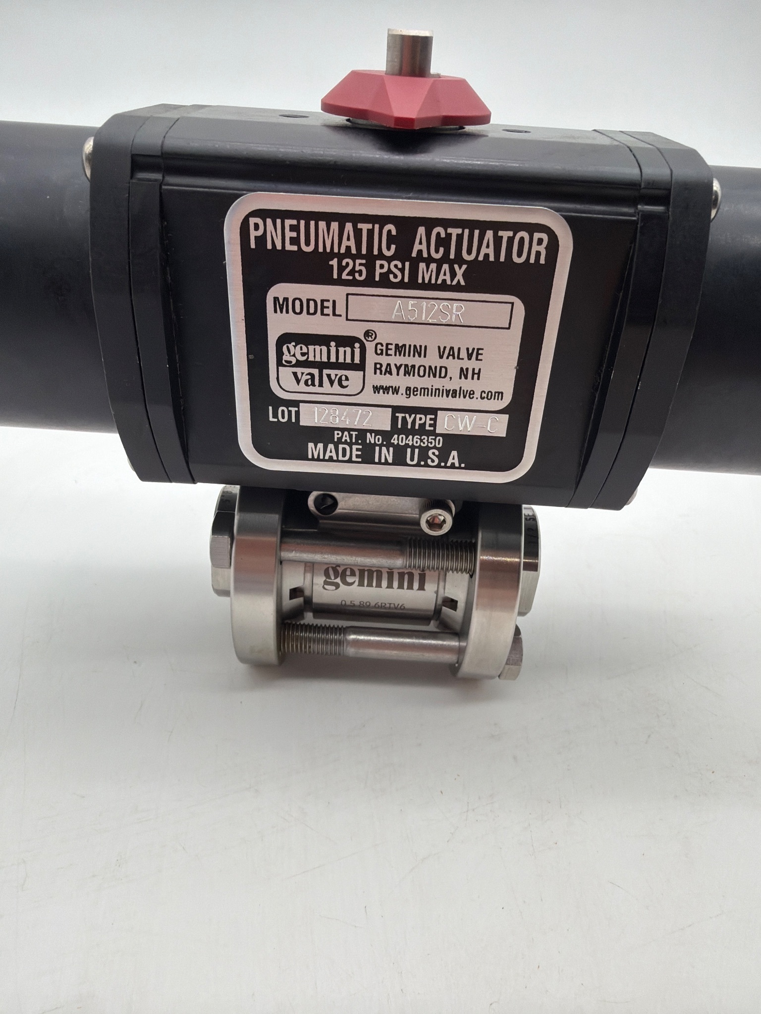 GEMINI A512SR Type: CW-C Pneumatic Actuator 125 PSI USED 3