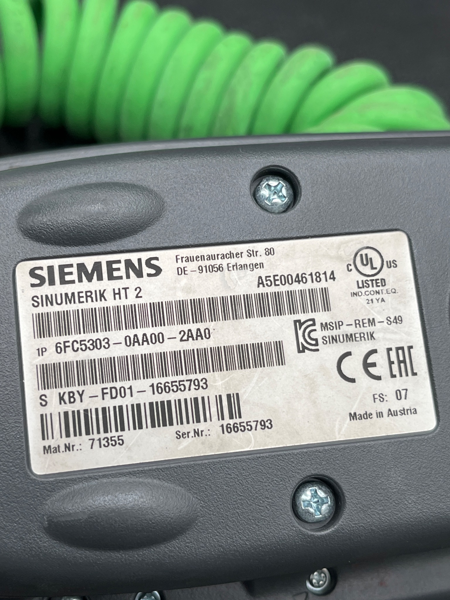 SIEMENS 6FC5303-0AA00-2AA0 SINUMERIK HT2 Handheld Terminal USED 6