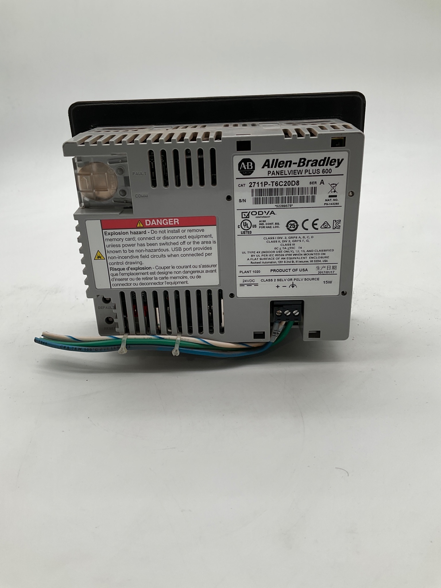 ALLEN BRADLEY 2711P-T6C20D8 PanelView Plus 600 USED 1