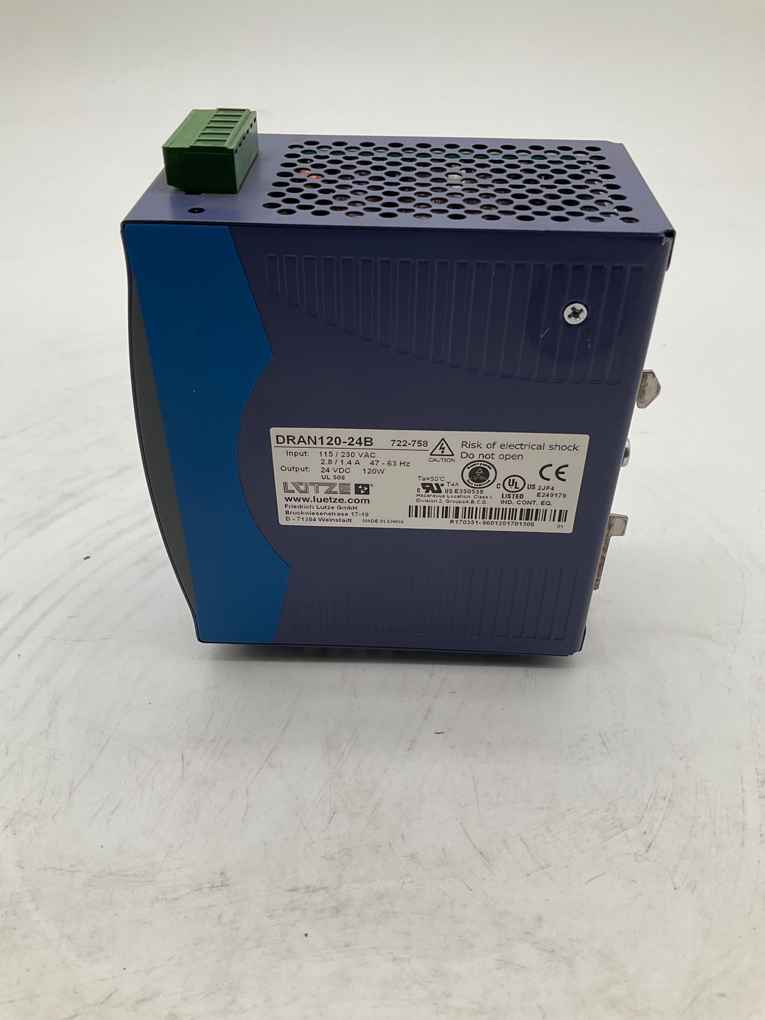 LUTZE DRAN120-24B DIN Rail Power Supply USED 2