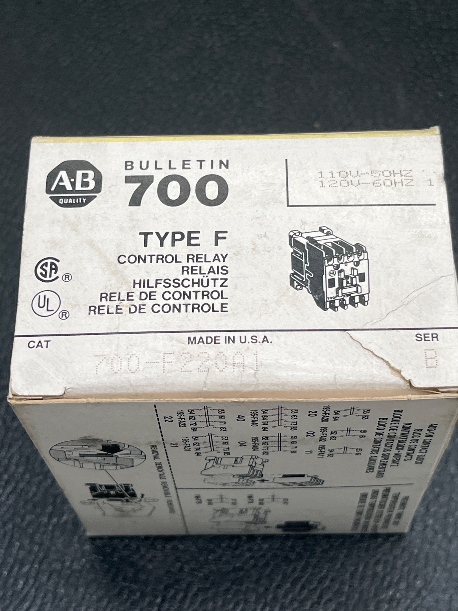 ALLEN BRADLEY 700-F220A1 Control Relay Type F NEW 4