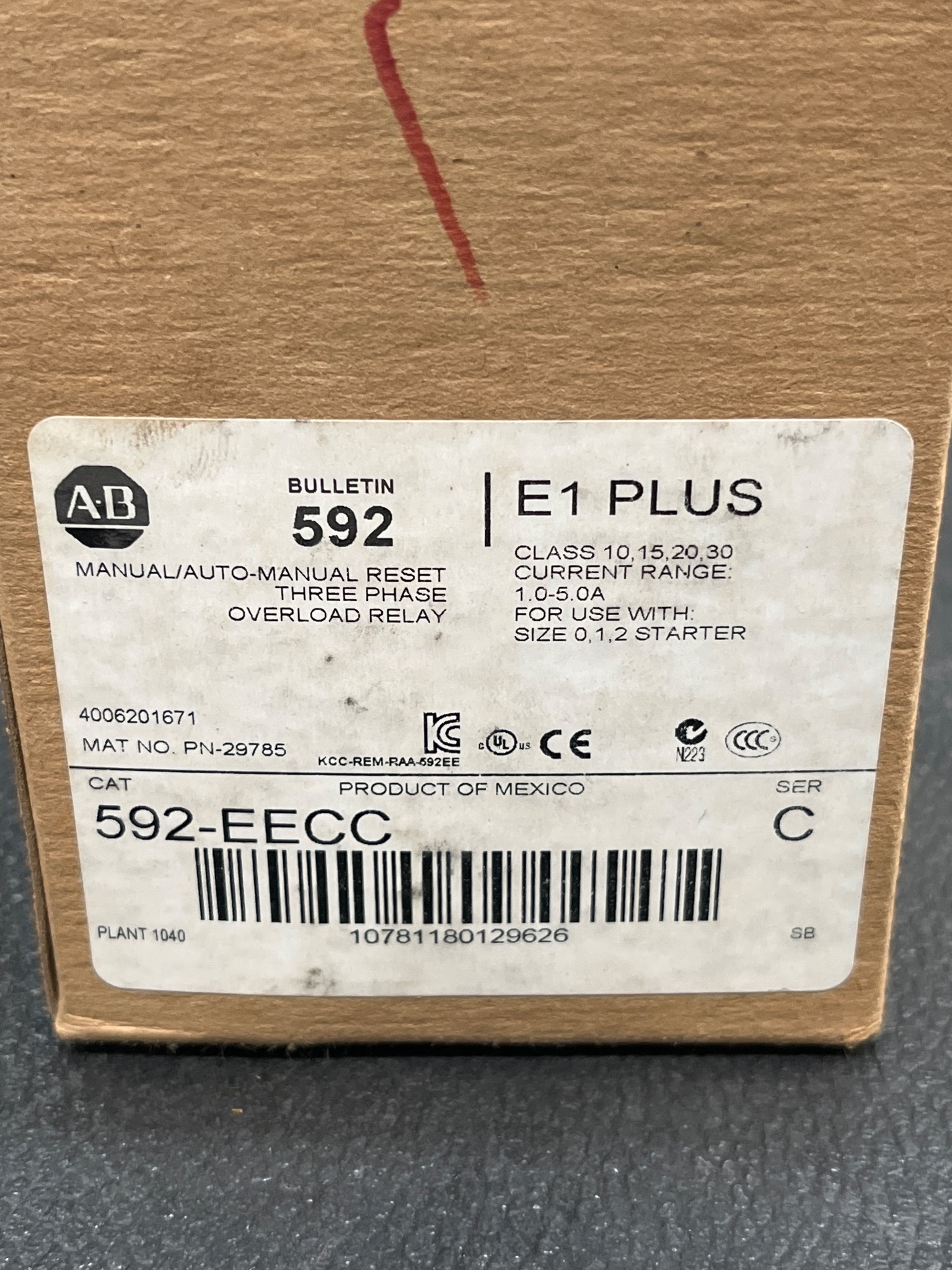 ALLEN BRADLEY 595-EECC Overload Relay Type E1 Plus NEW 5