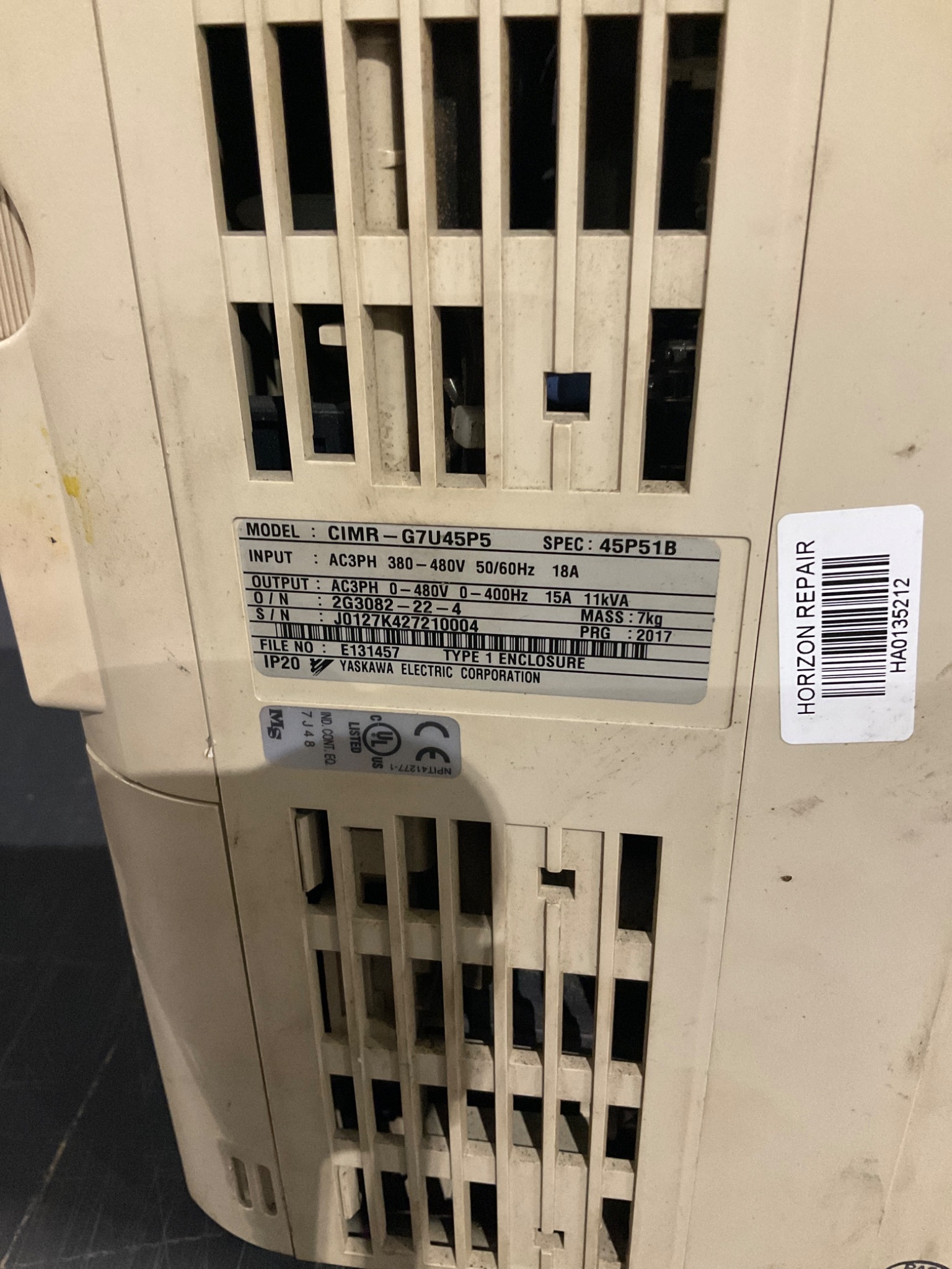 YASKAWA CIMR-G7U45P5 AC Drive USED 2