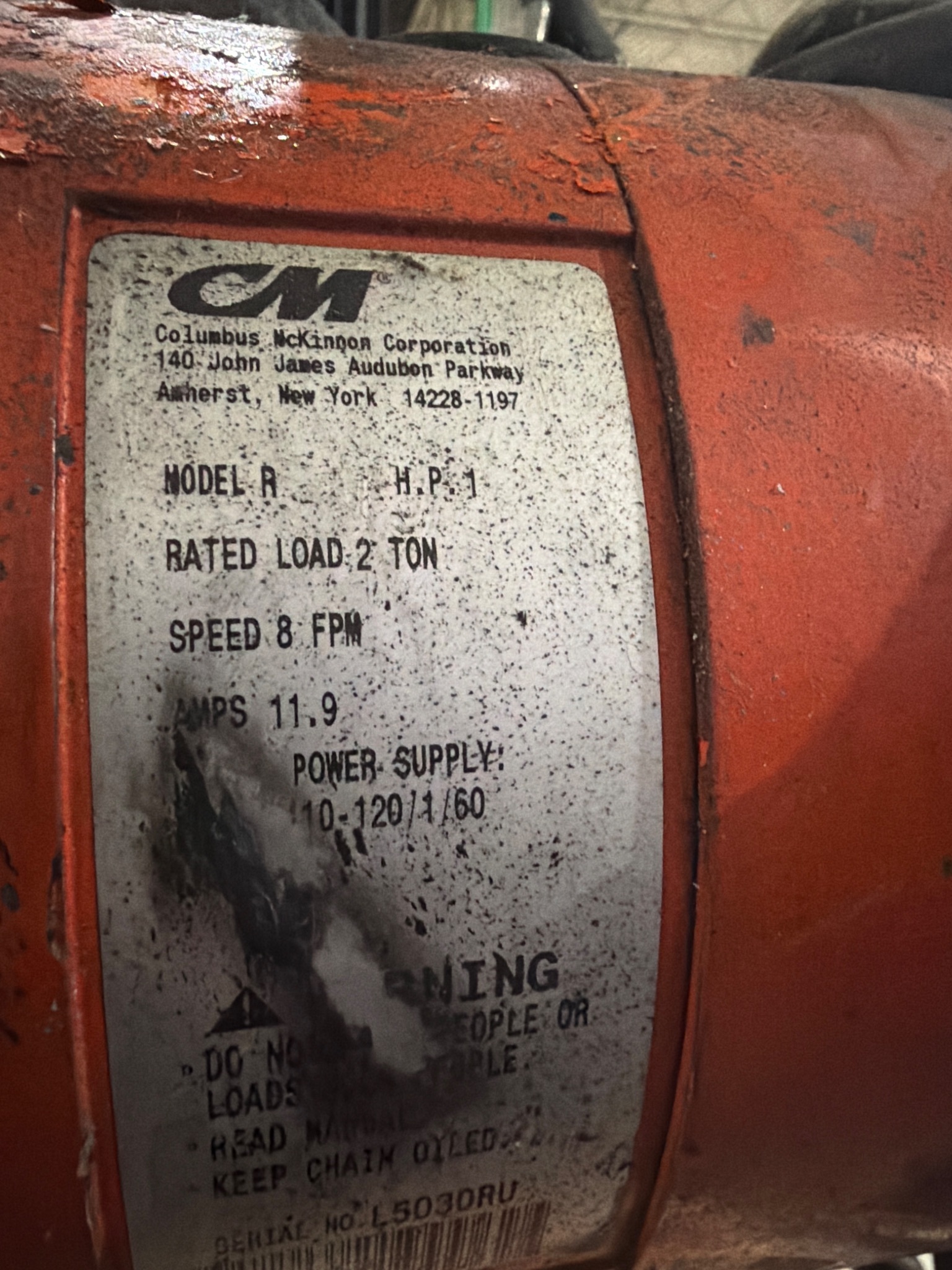 CM Lodestar Model R 2-Ton Electric Chain Hoist USED 4