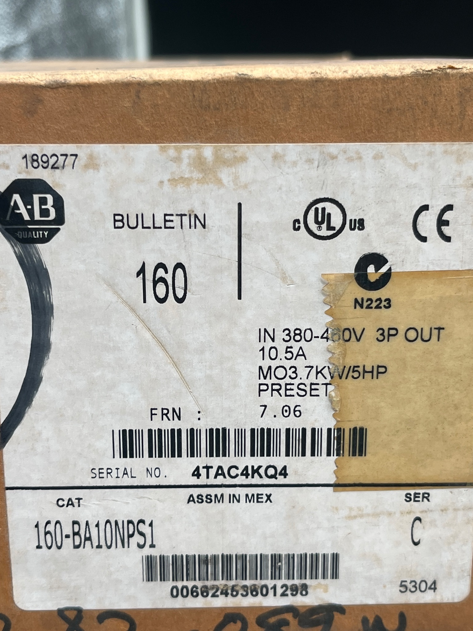 ALLEN BRADLEY 160-BA10NPS1 Variable Speed Drive NEW 6