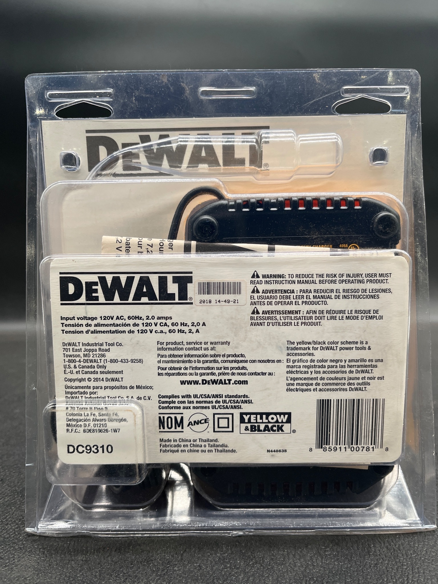 DEWALT DC9310 7.2V–18V NiCd/NiMH/Li-Ion Battery Charger NEW 2