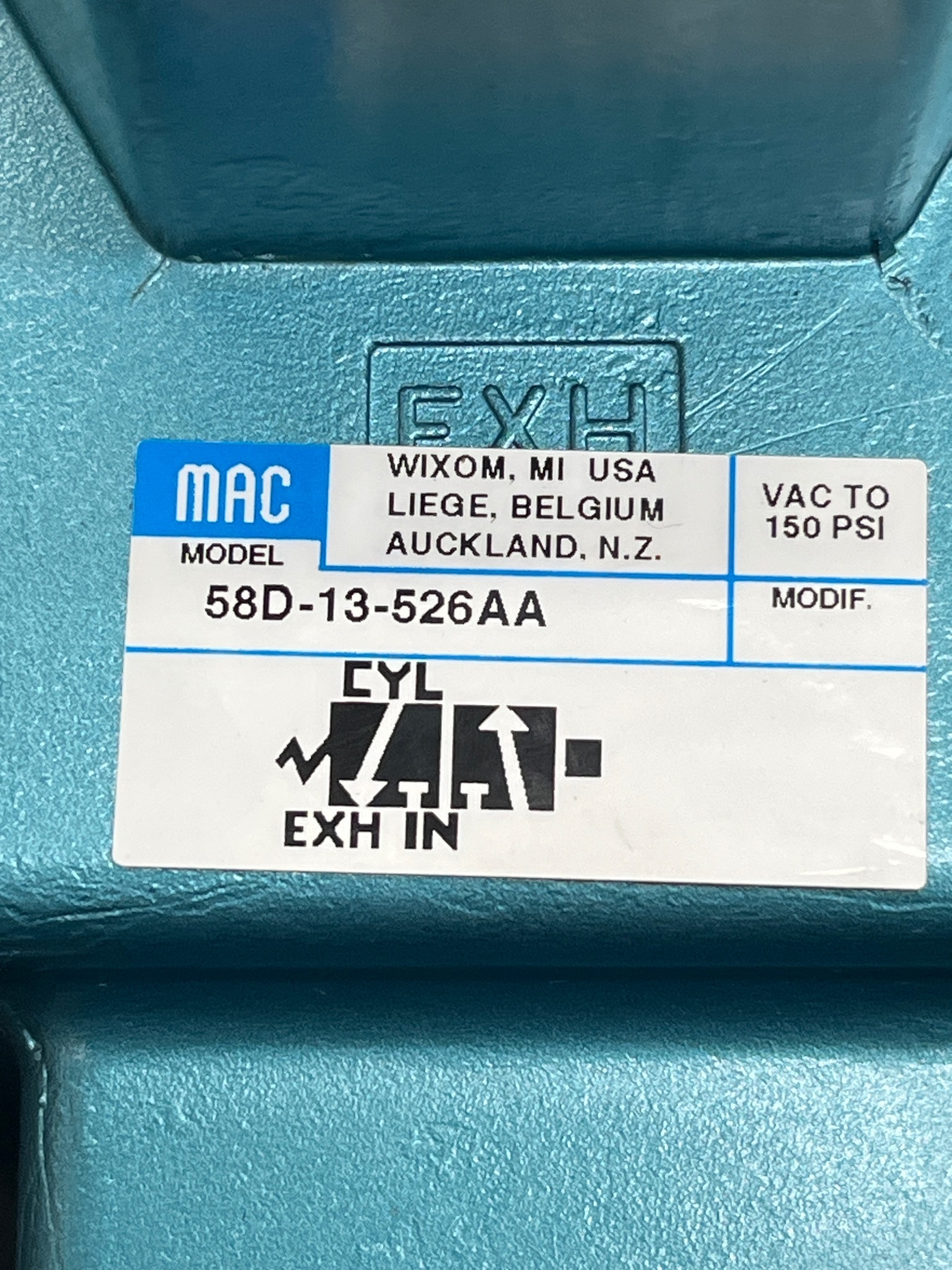 MAC 58D-13-526AA Valve with 250B-526AAAA Solenoid NEW 4