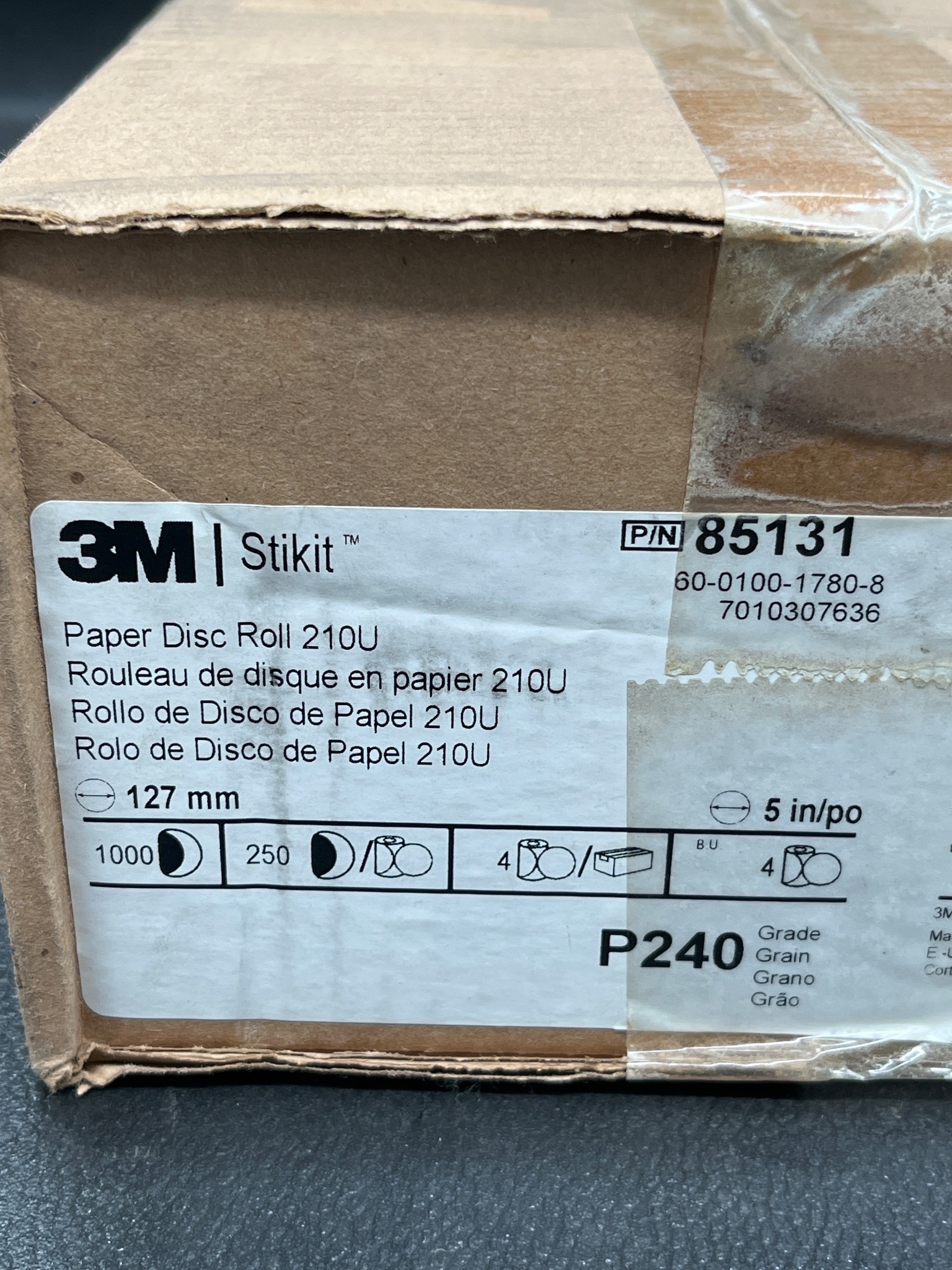 3M 85131 Stikit Paper Disc Roll 210U 5" x NH P240 NEW (4-Pack) 0