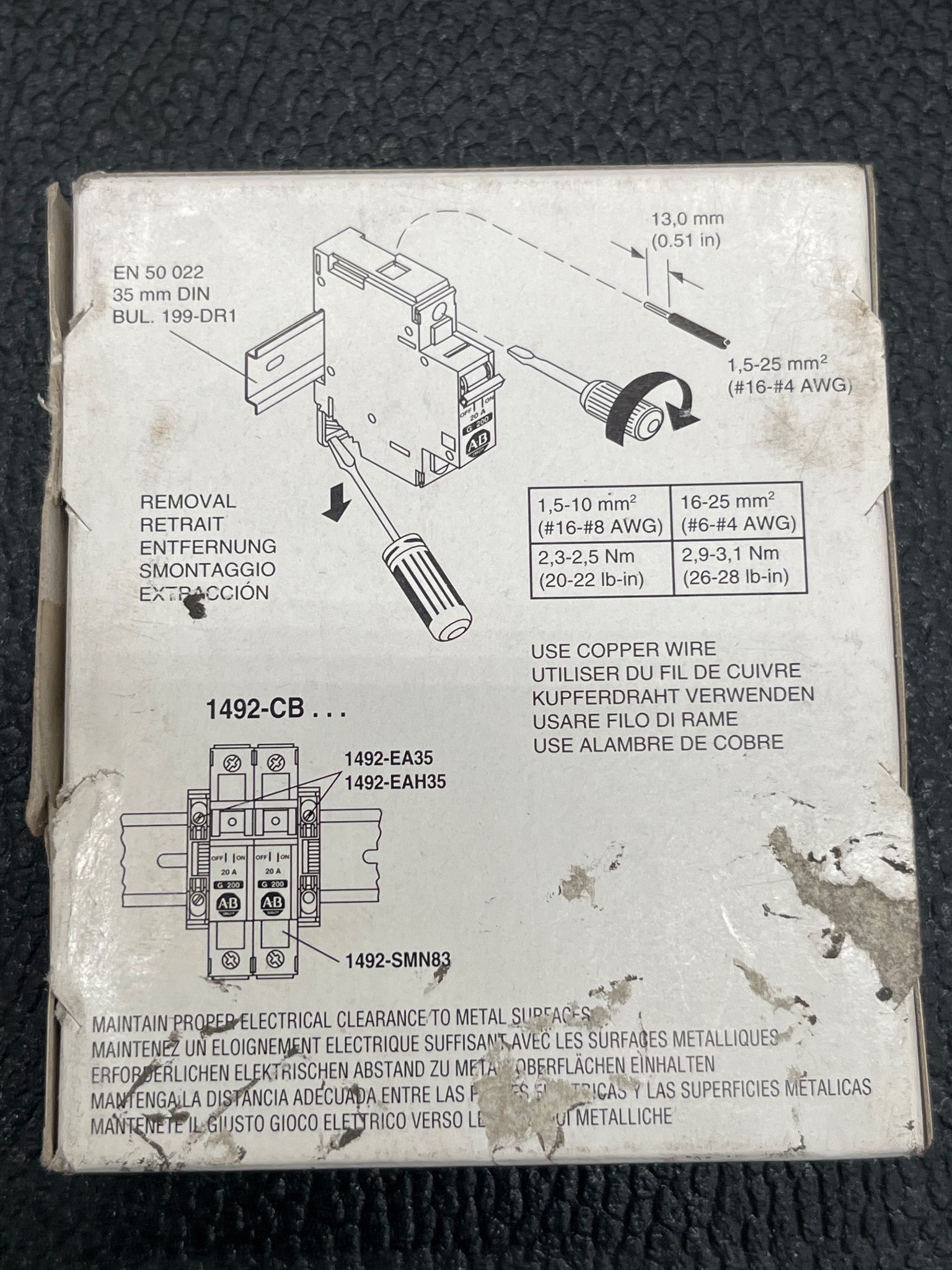 ALLEN BRADLEY 1492-CB1G005 Manual Motor Controller NEW 4