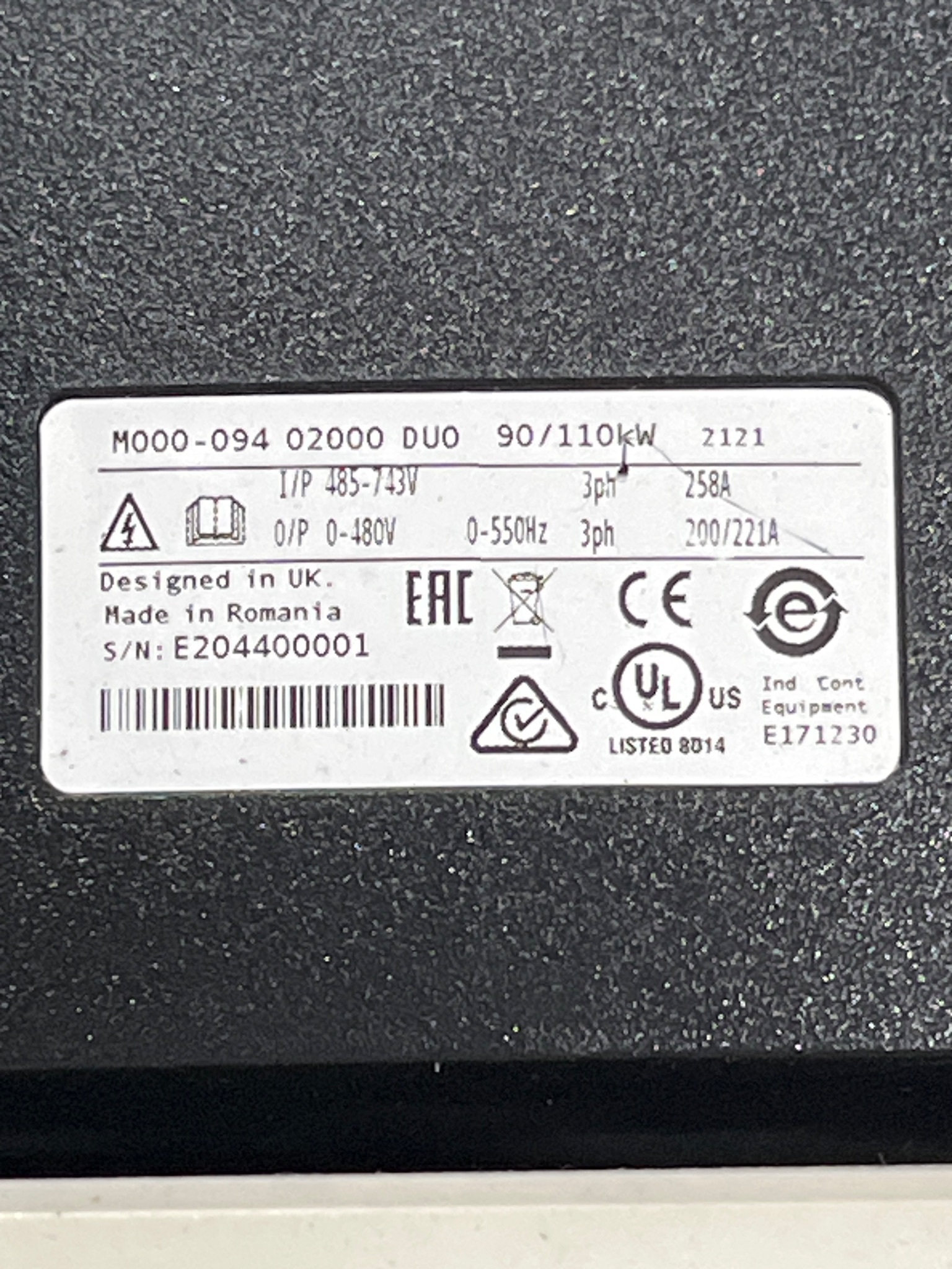 CONTROL TECHNIQUES M000-094-02000-DUO Unidrive M700 90/110kW USED 7