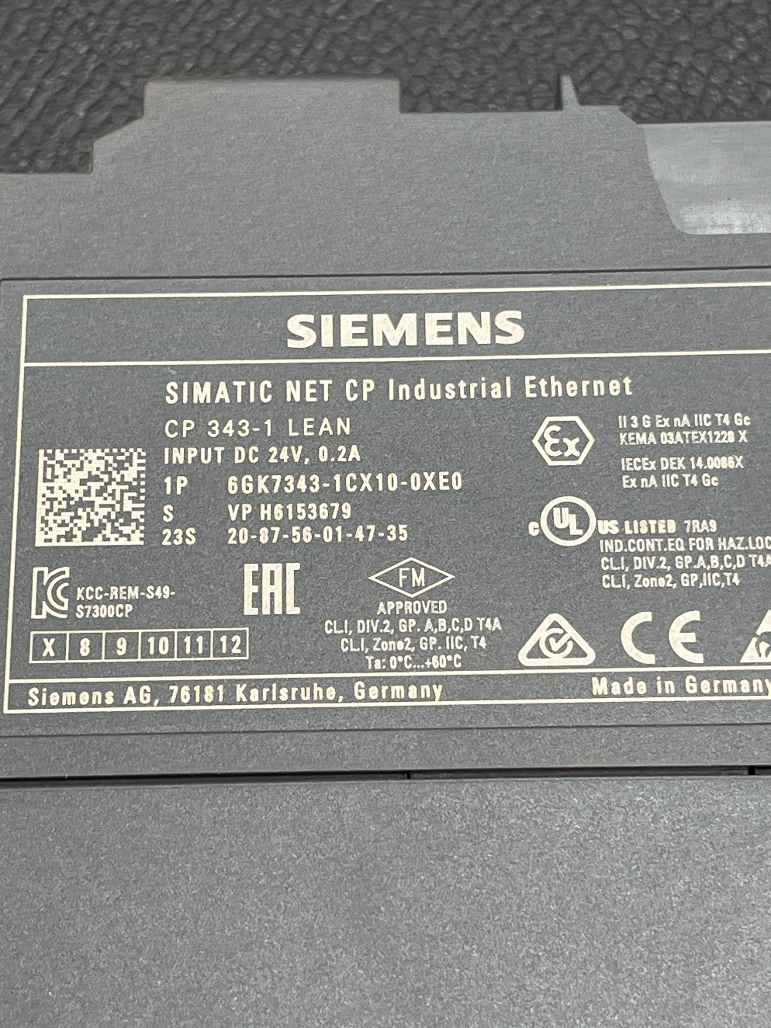SIEMENS 6GK7343-1CX10-0XE0 SIMATIC NET CP Industrial Ethernet Module USED 4