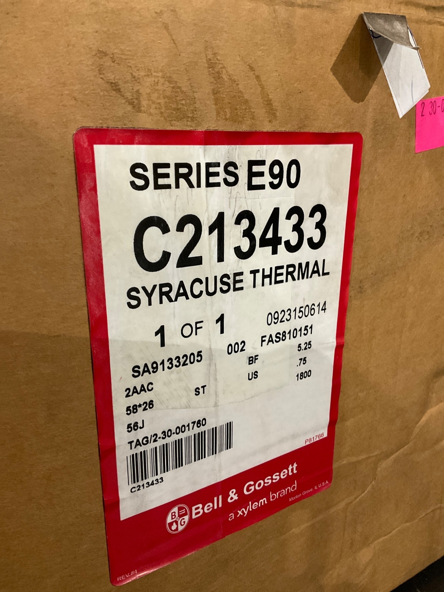 BELL & GOSSETT Series E90 Close Coupled In-Line Centrifugal Pump NEW 0