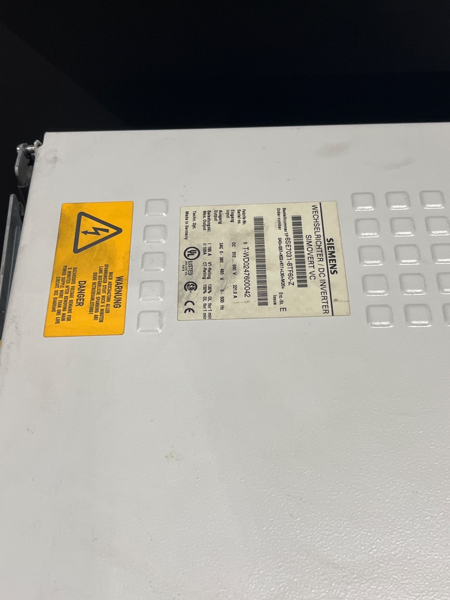 SIEMENS 6SE7031-8TF60-Z SIMOVERT VC DC Inverter USED 2
