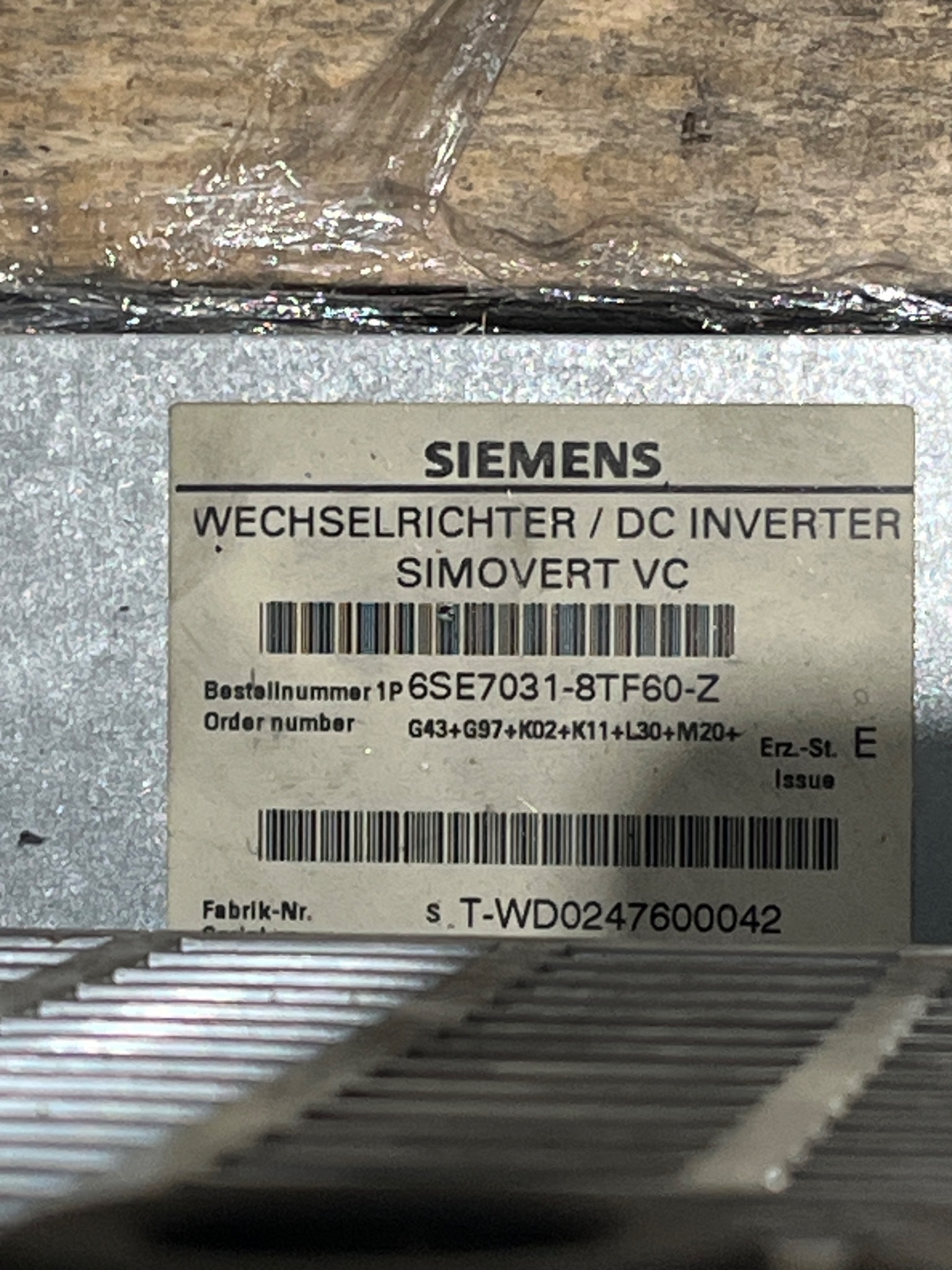 SIEMENS 6SE7031-8TF60-Z SIMOVERT VC DC Inverter USED 5