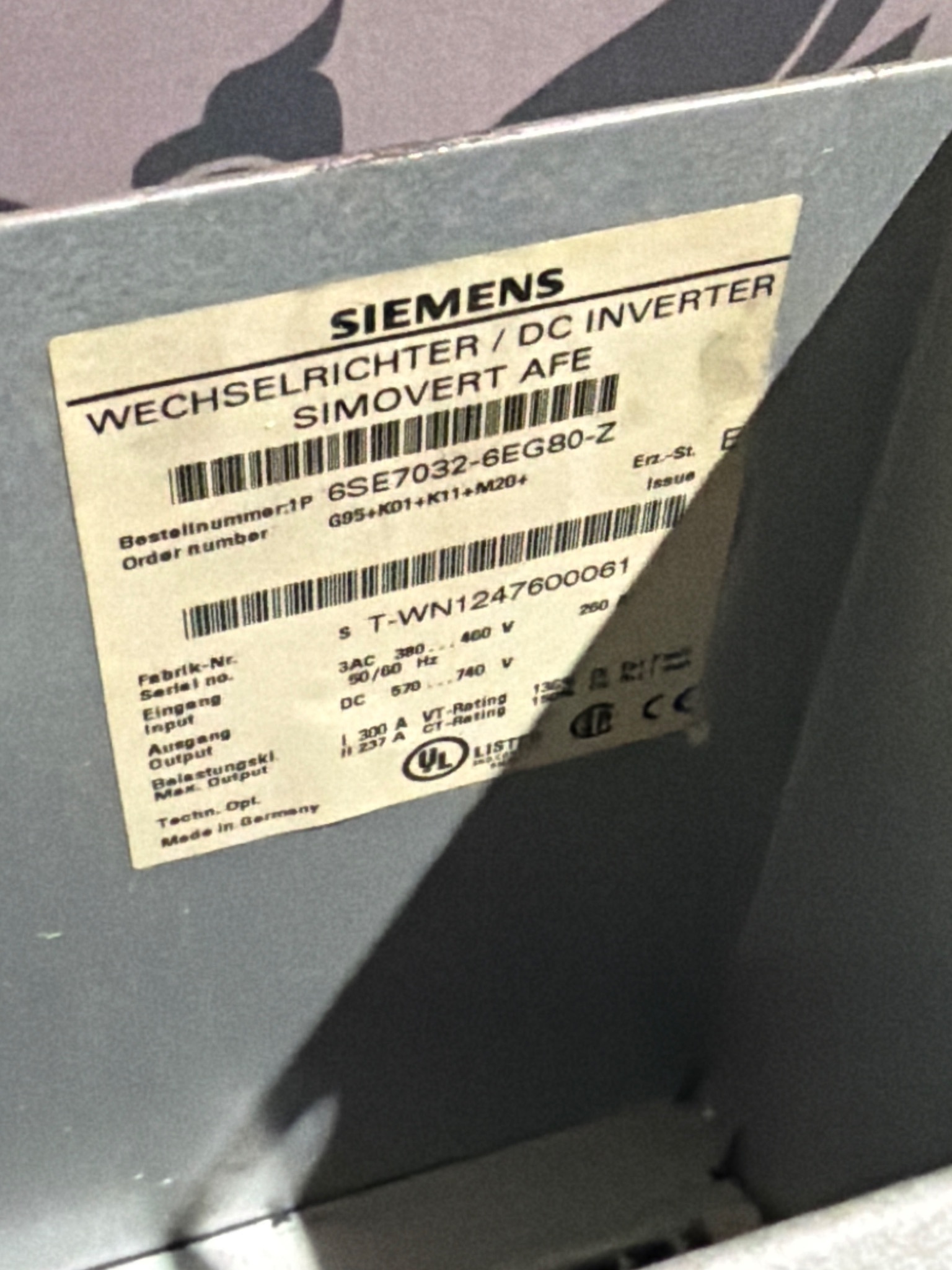 SIEMENS 6SE7032-6EG80-Z SIMOVERT AFE DC Inverter USED 5