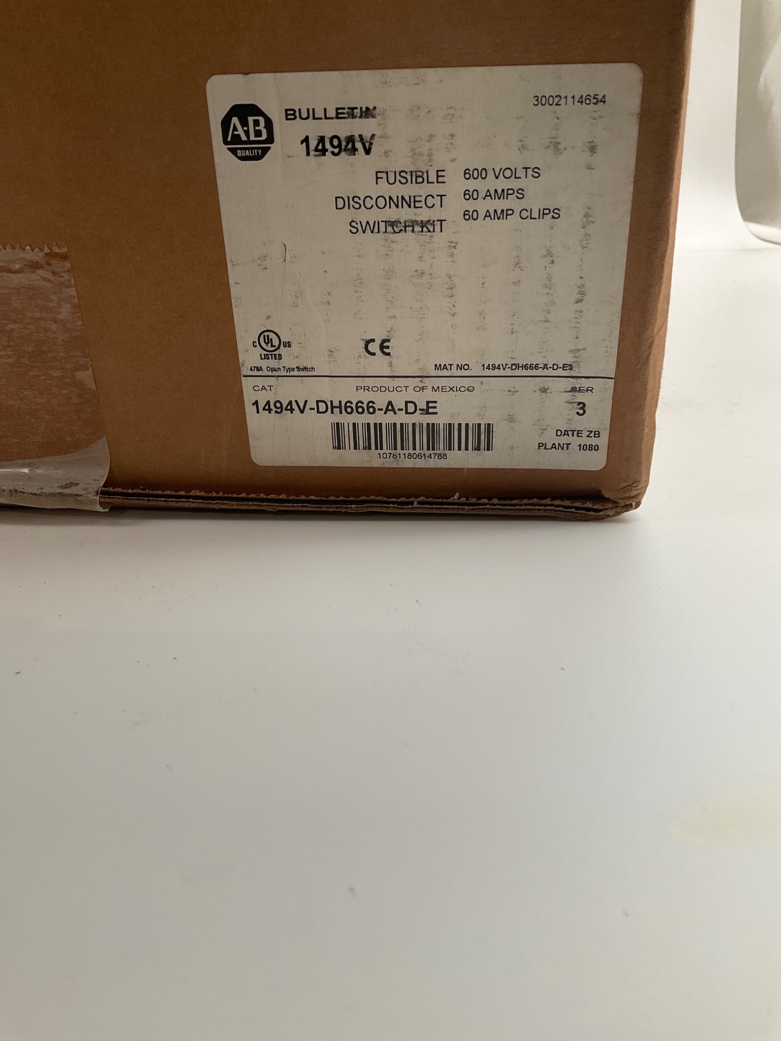 ALLEN BRADLEY 1494V-DH666-A-D-E Fusible Disconnect Switch Kit 600V 60A NEW 1