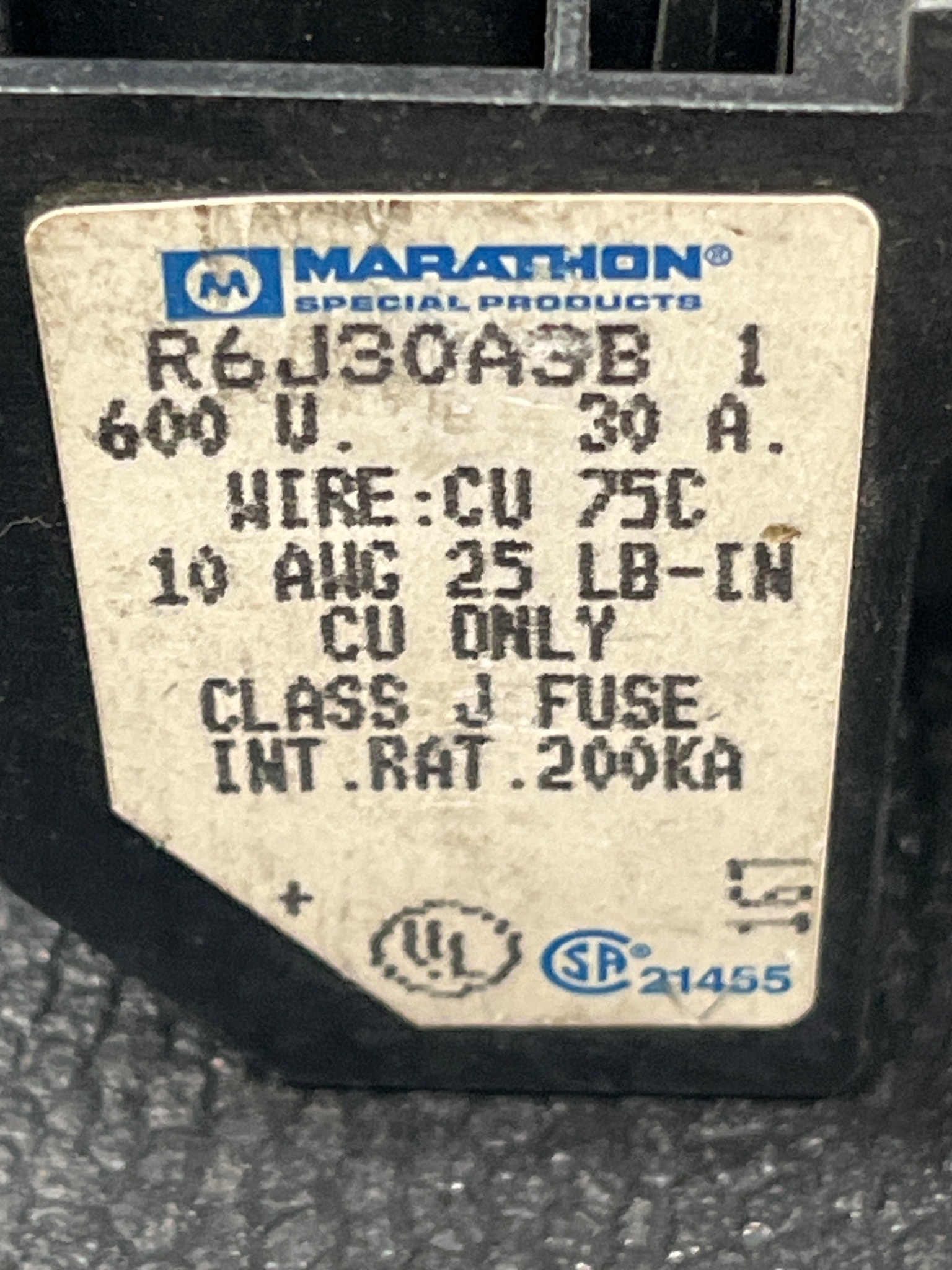 MARATHON R6J30A3B Fuse Holder Block USED 4