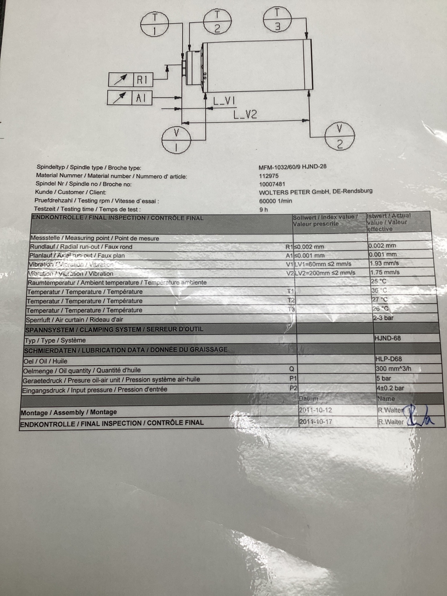 FISCHER MFM-1032/60/9 HJND-28 PRECISION MOTOR SPINDLE USED 7