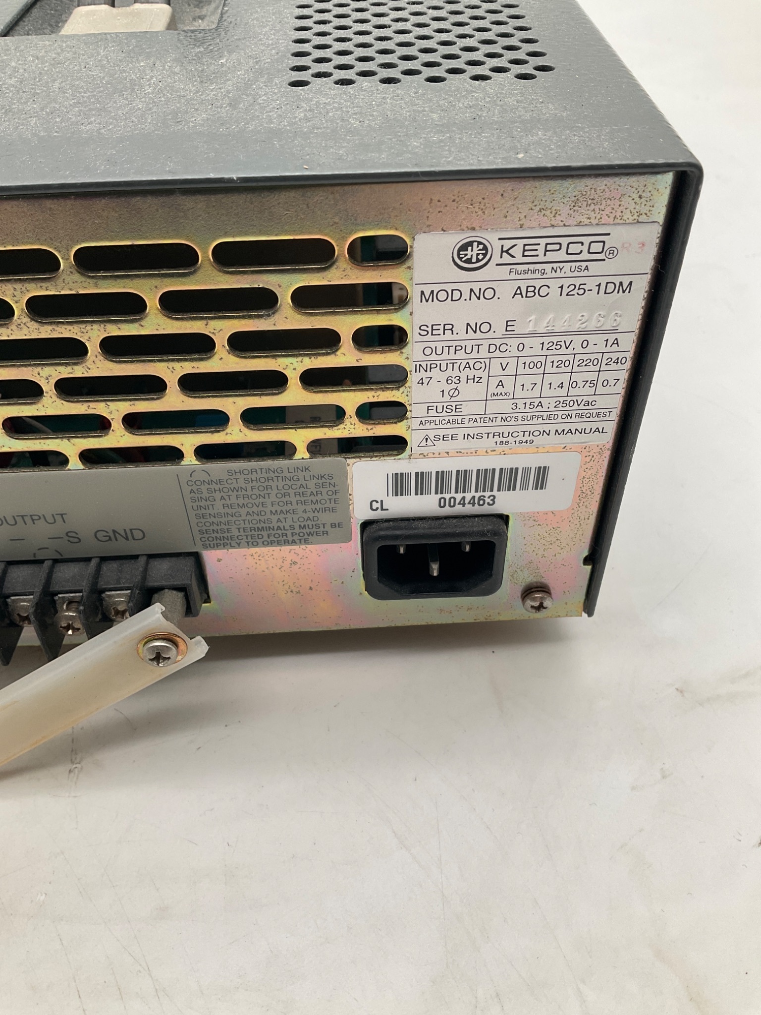 KEPCO ABC 125-1DM Programmable Power Supply USED 5