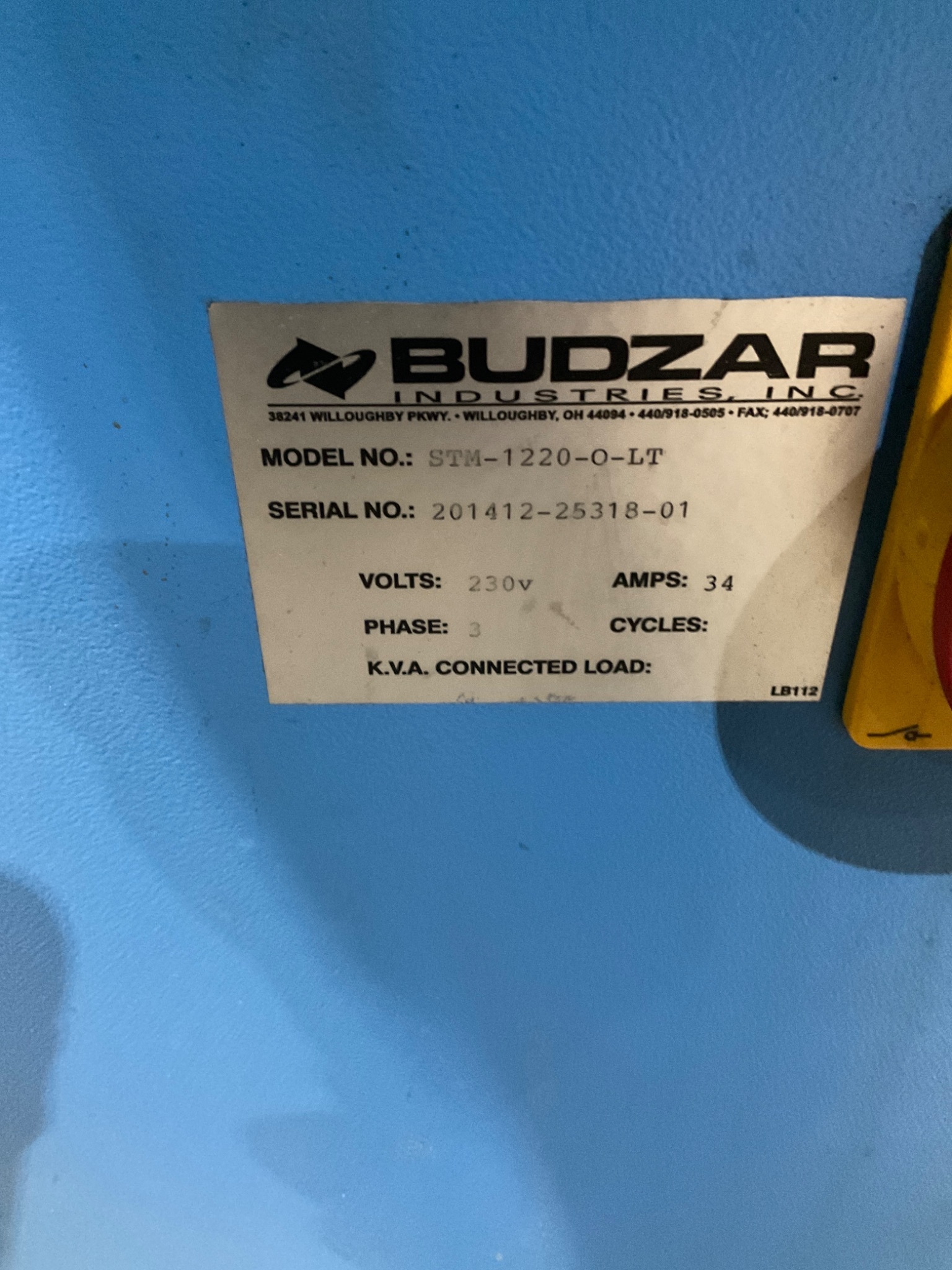 SHINI BUDZAR STM-1220-O-LT Oil Heater 230V 34A 3PH USED 3