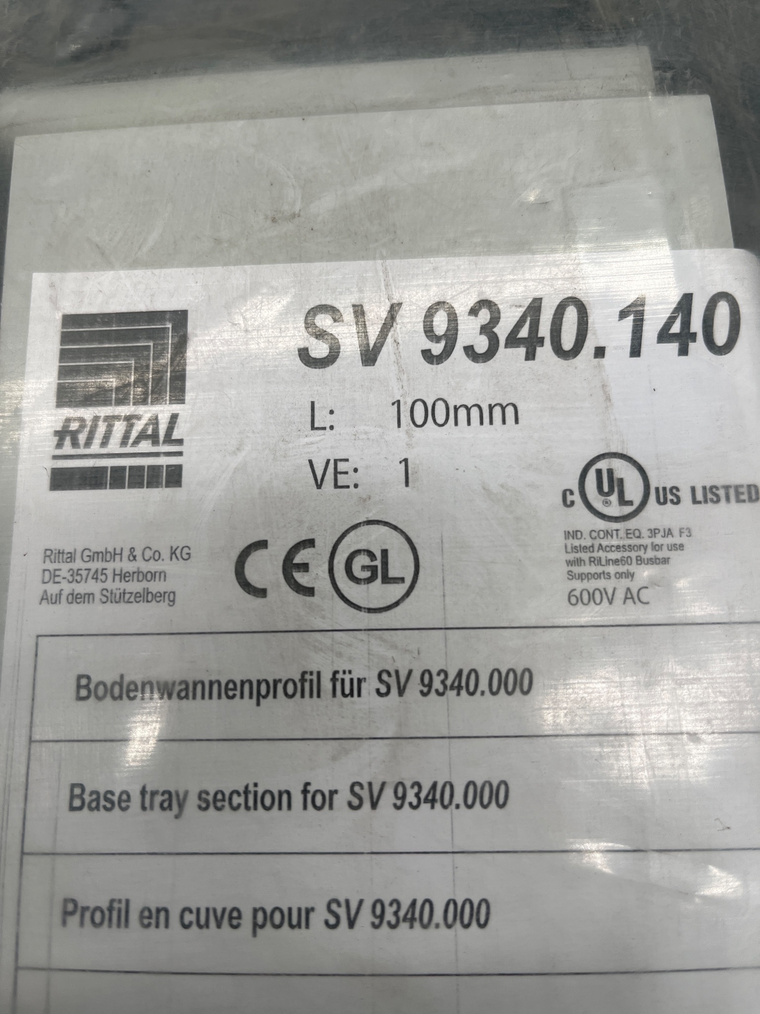 RITTAL SV 9340.140 Base Tray Infill 100mm NEW 2