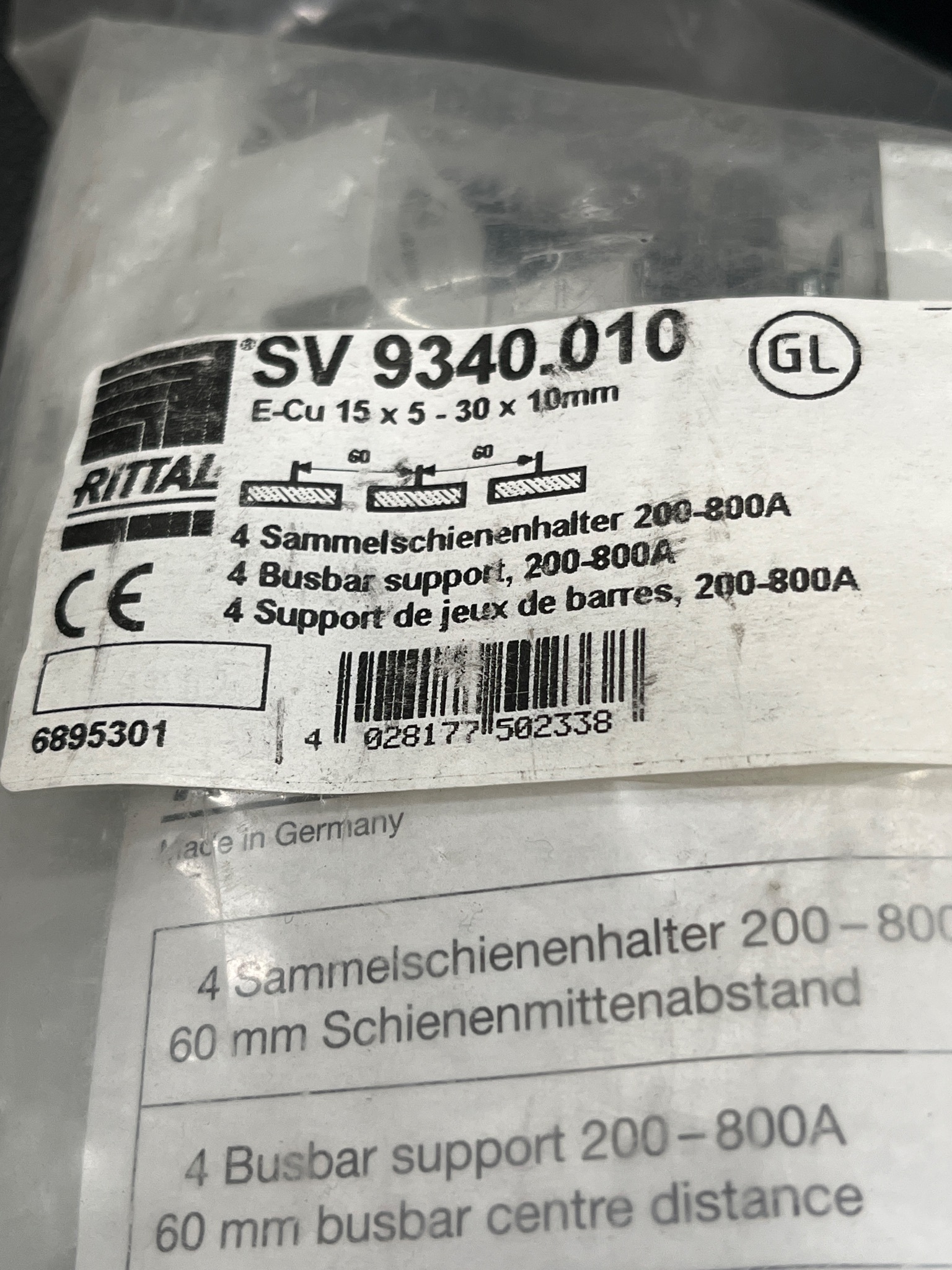 RITTAL SV 9340.010 Busbar Support 200-800A NEW (4 Pack) 3
