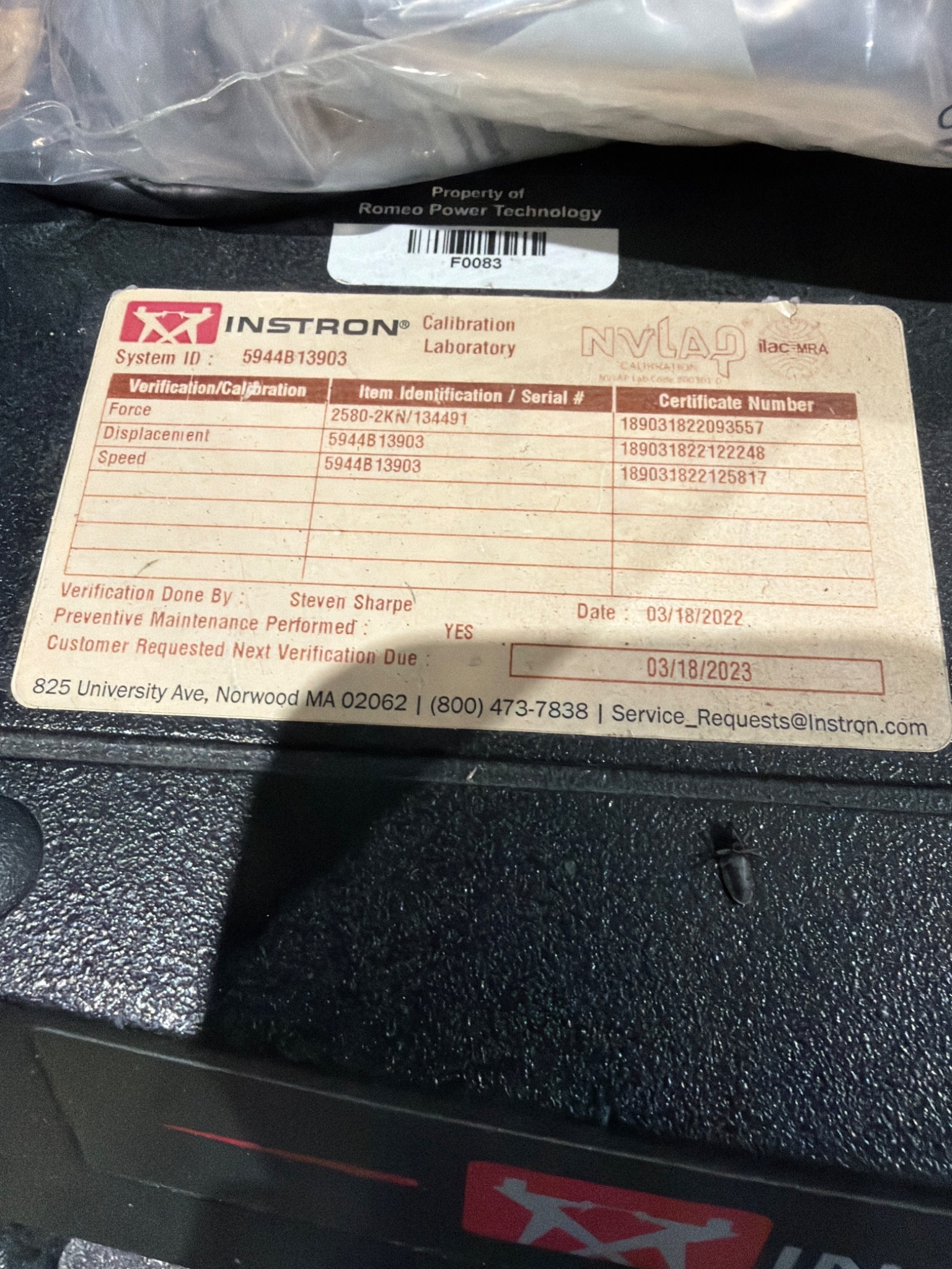 INSTRON 5944 Benchtop Tensile Tester (450 lbs Capacity) USED 2