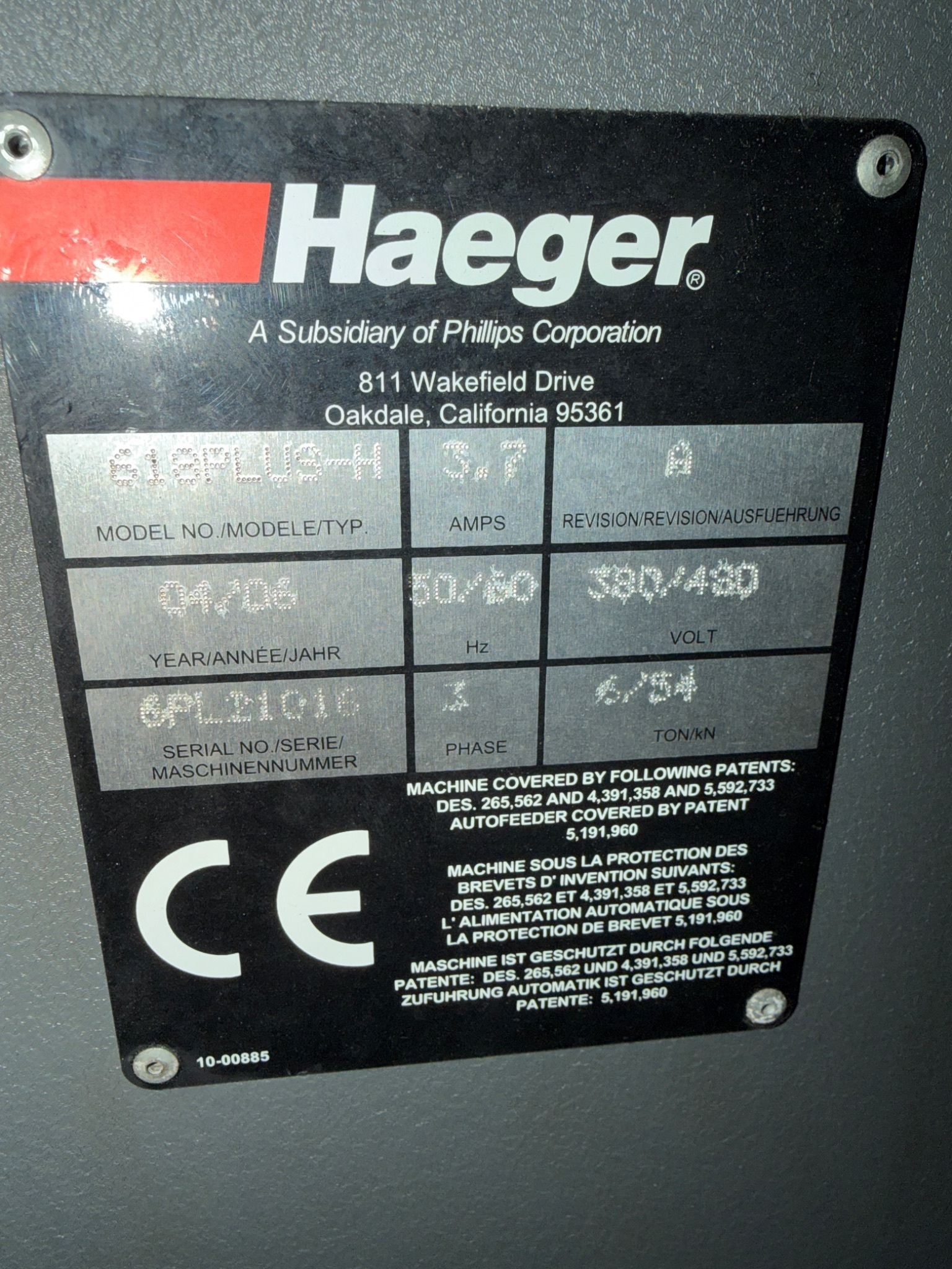 HAEGER 618PLUS-H Fastener Insertion System USED 8