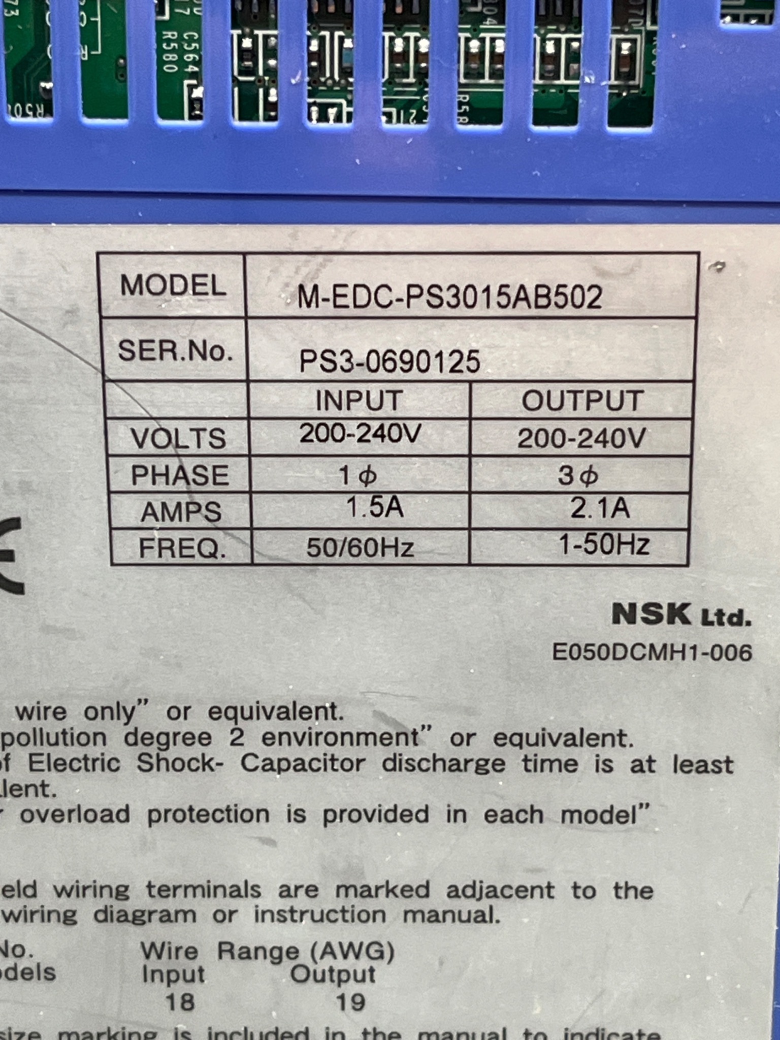 NSK EDC-PS3015AB502 MegaTorque Motor Drive USED 6