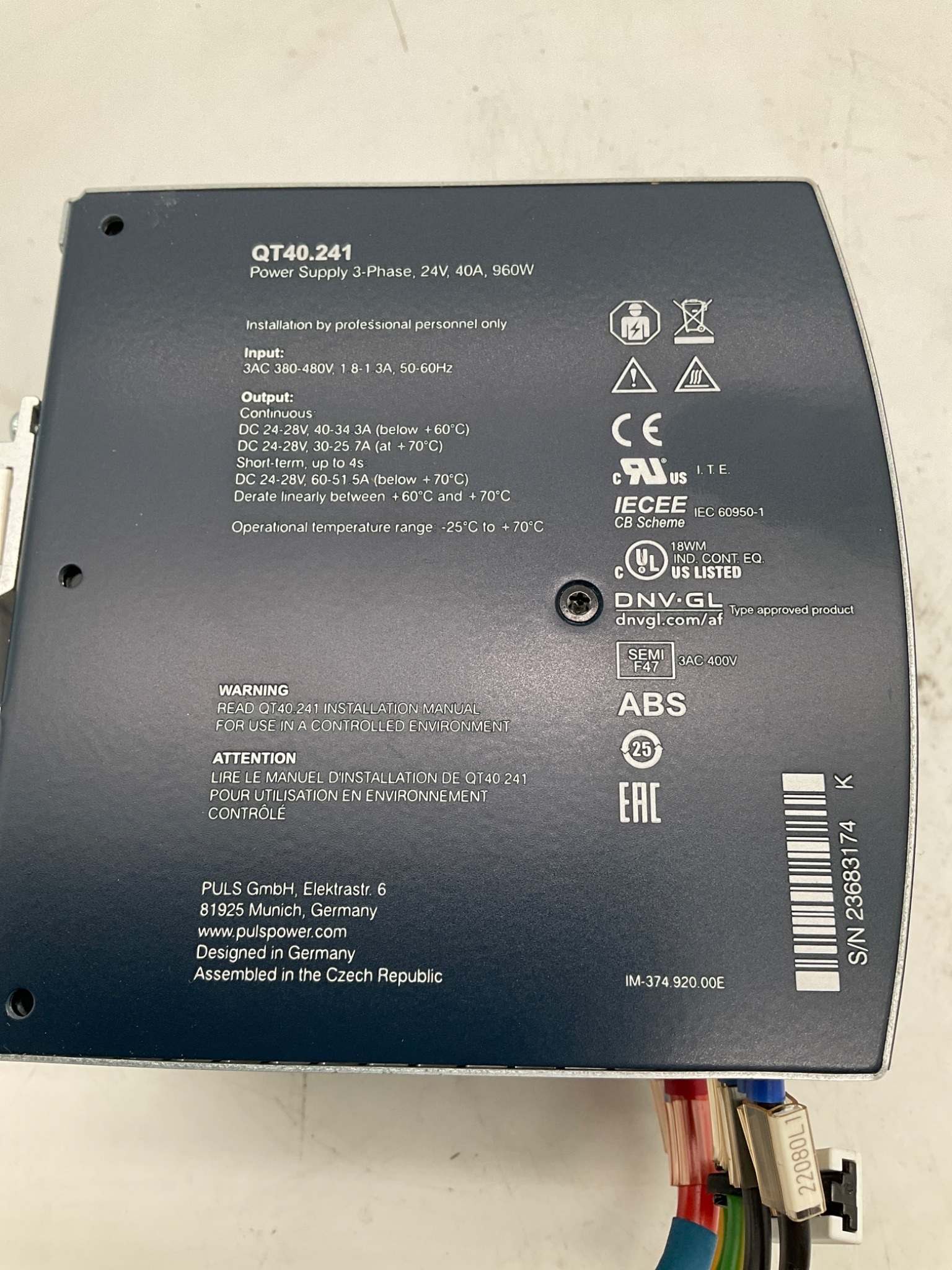 PULS QT40.241 24V 3-Phase Power Supply 960W USED 1