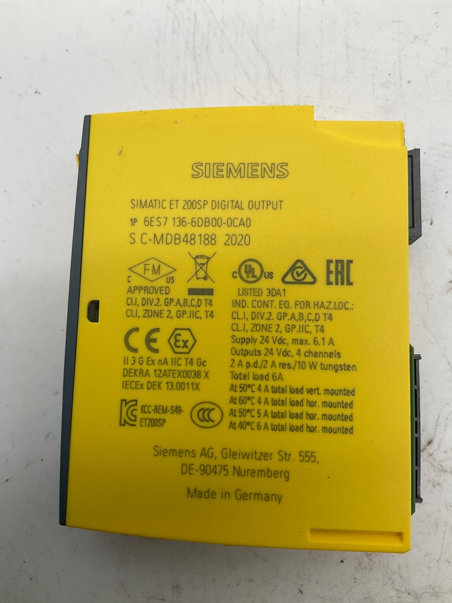 SIEMENS 6ES7 136‑6DB00‑0CA0 SIMATIC ET 200SP Digital Output Module USED 1