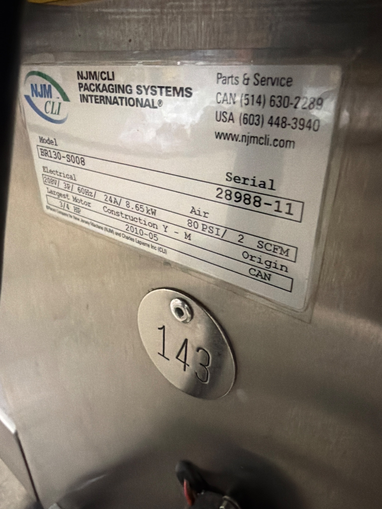 NJM CLI BR130-S008 BRONCO 130 PRESSURE SENSITIVE LABELER USED 9
