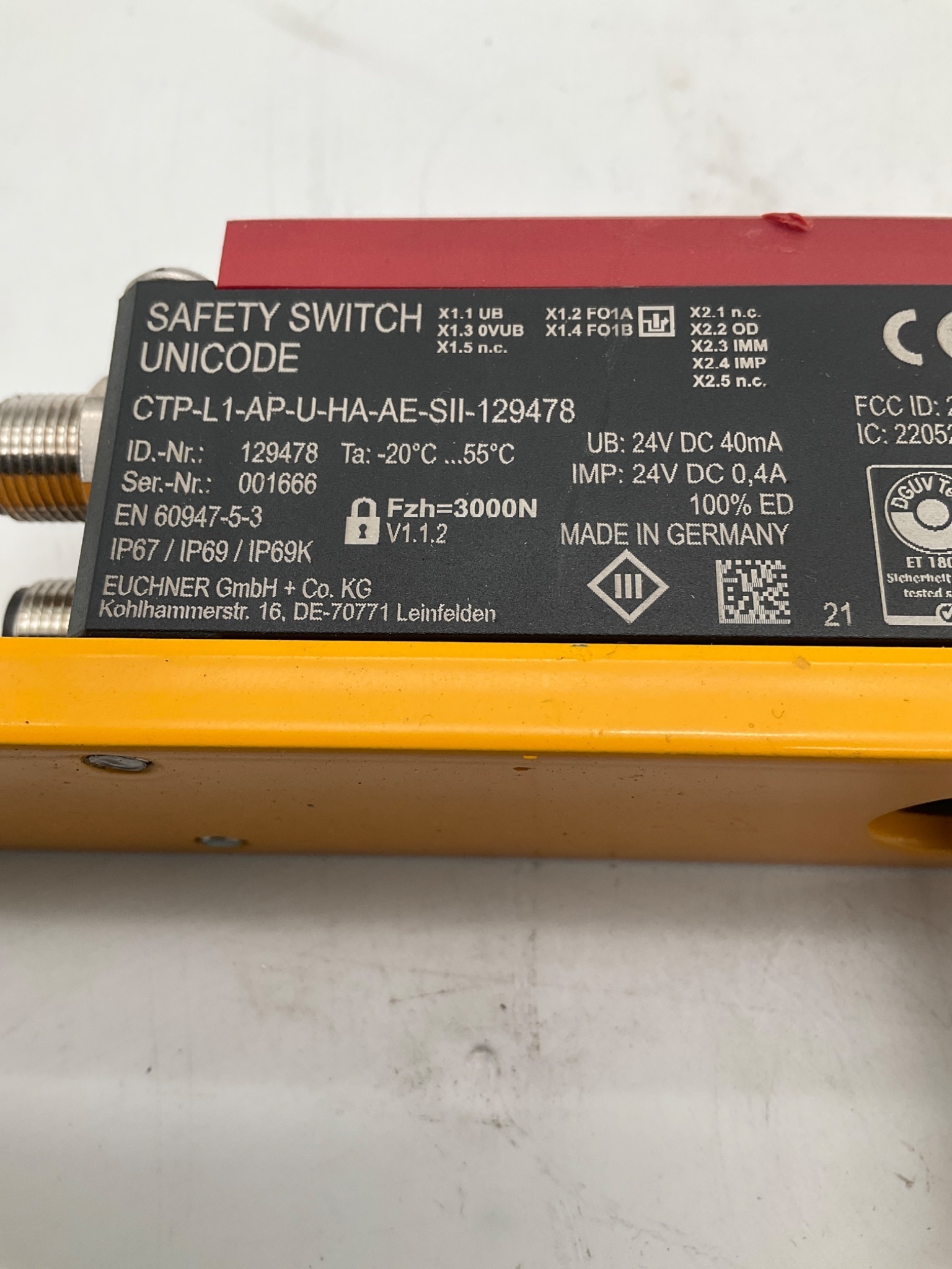 EUCHNER CTP‑L1‑AP‑U‑HA‑AE‑SII‑129478 Safety Switch USED 1