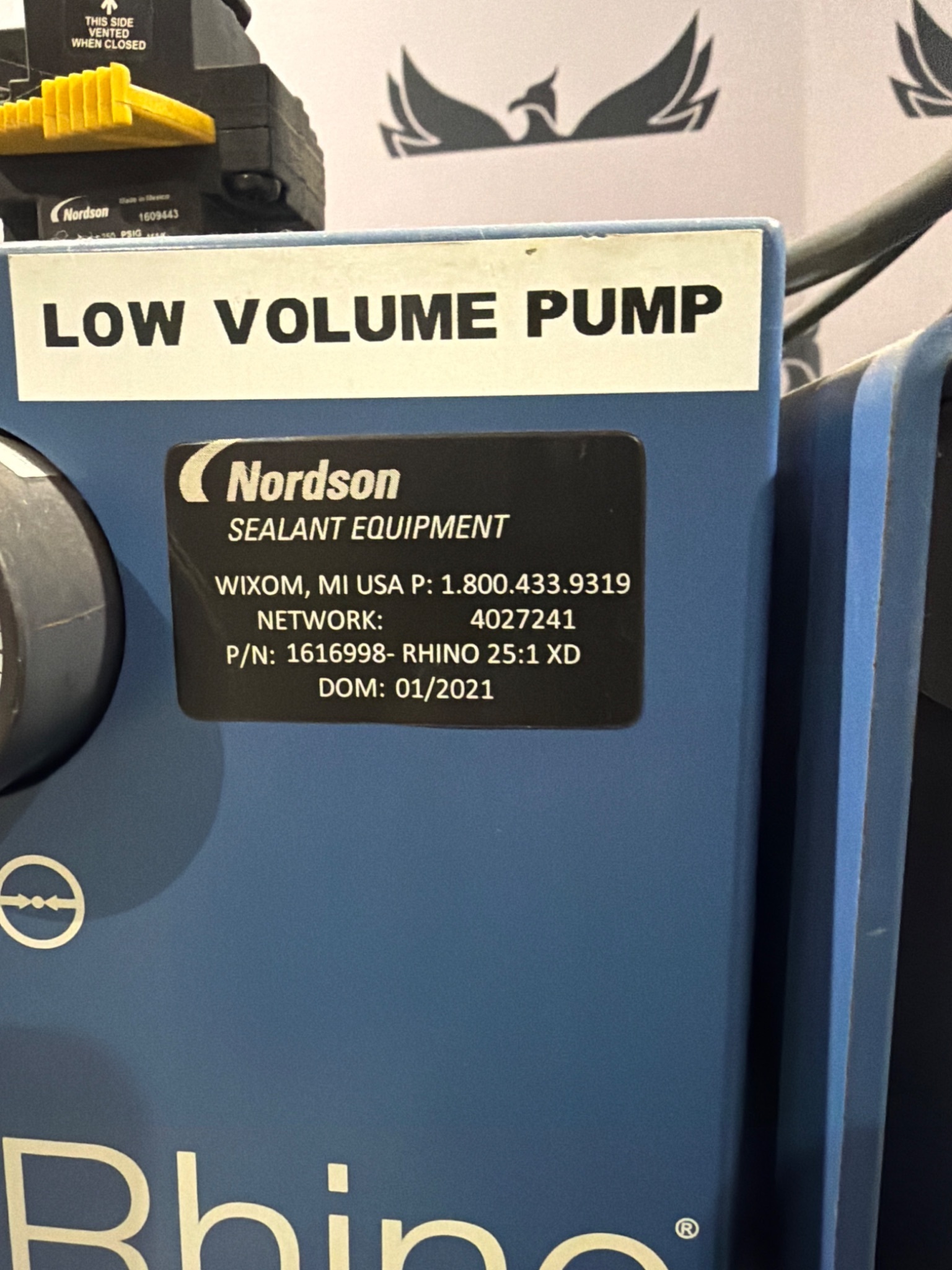 NORDSON RHINO XD3 BULK UNLOADER LOW VOLUME PUMP SYSTEM USED 4