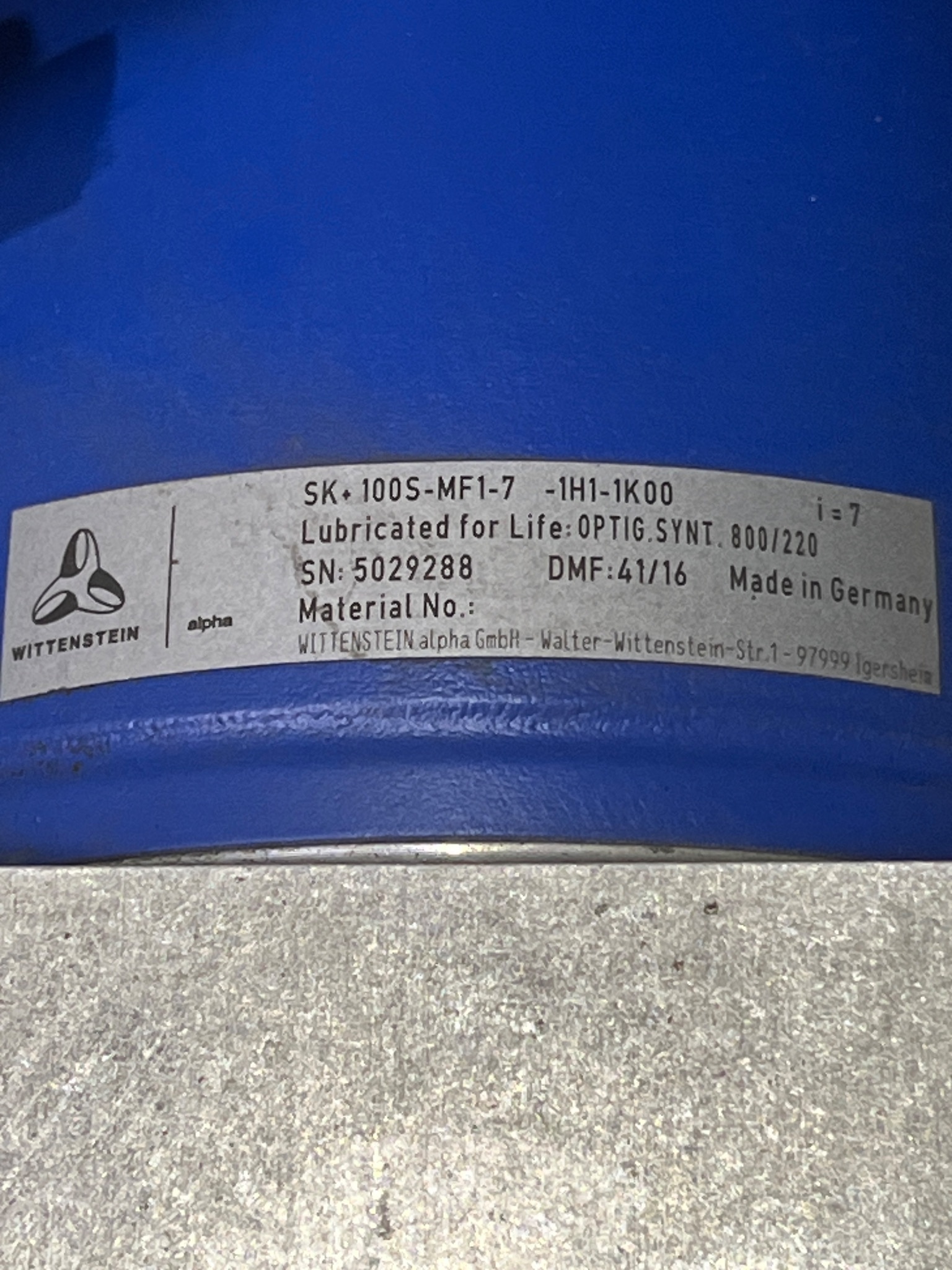 FANUC A06B-0235-B705#S000 aiS 8/4000 Servo Motor w/ WITTENSTEIN Gearbox USED 6