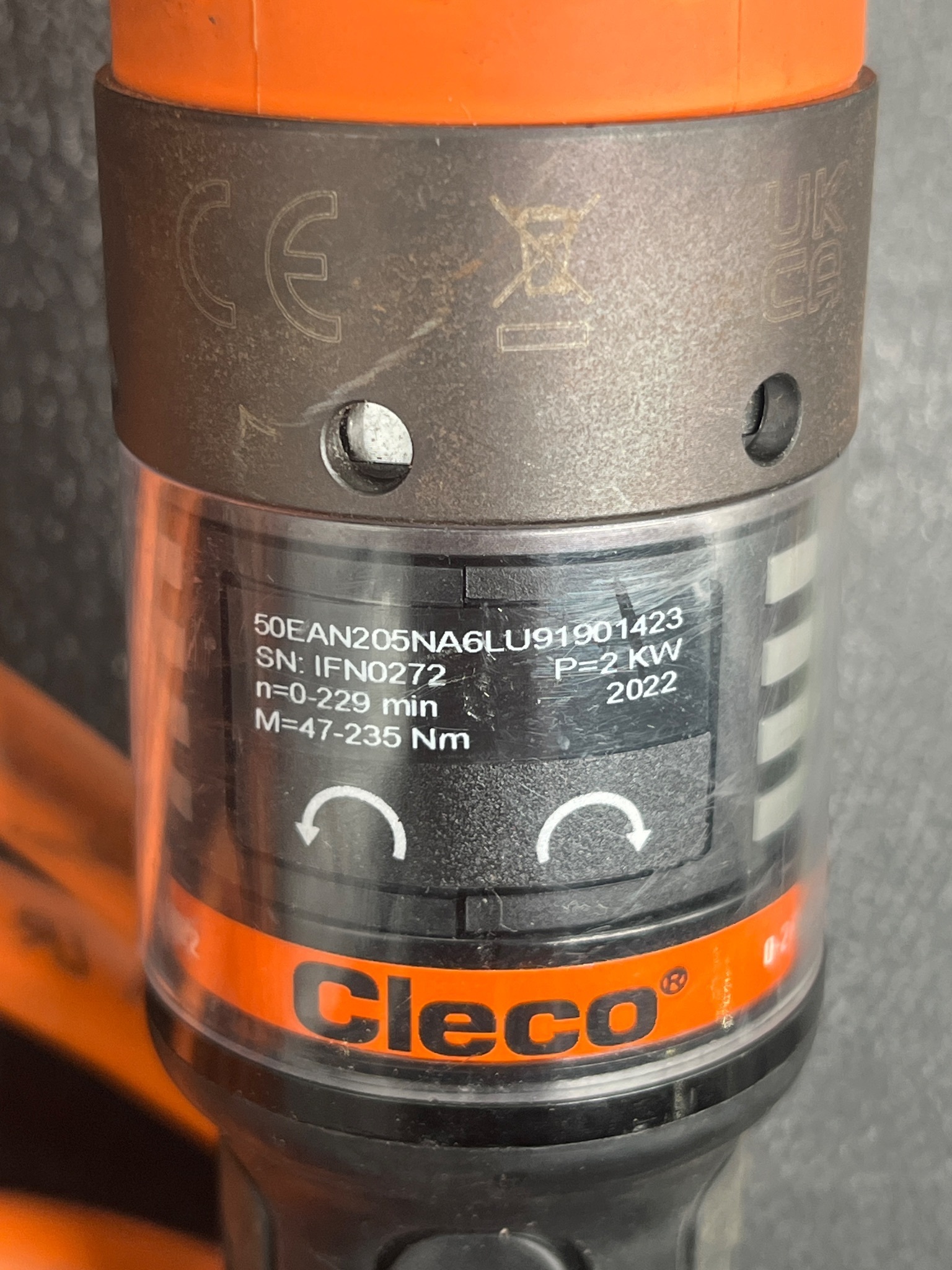 CLECO 50EAN205NA6 LU91901423 ELECTRIC NUTRUNNER 47–235 NM USED 4