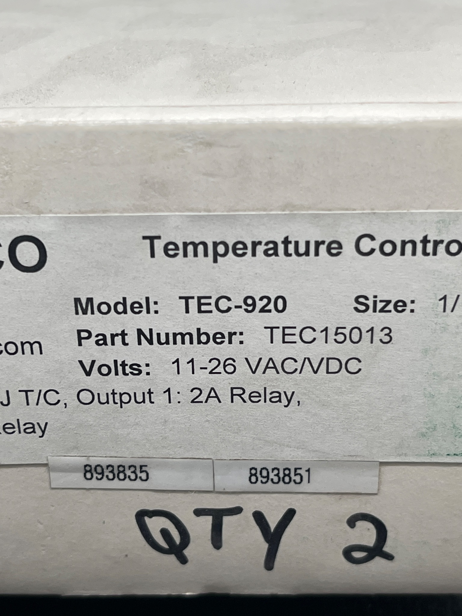 TEMPCO TEC-920 Temperature Controller NEW (2 Pack) 8