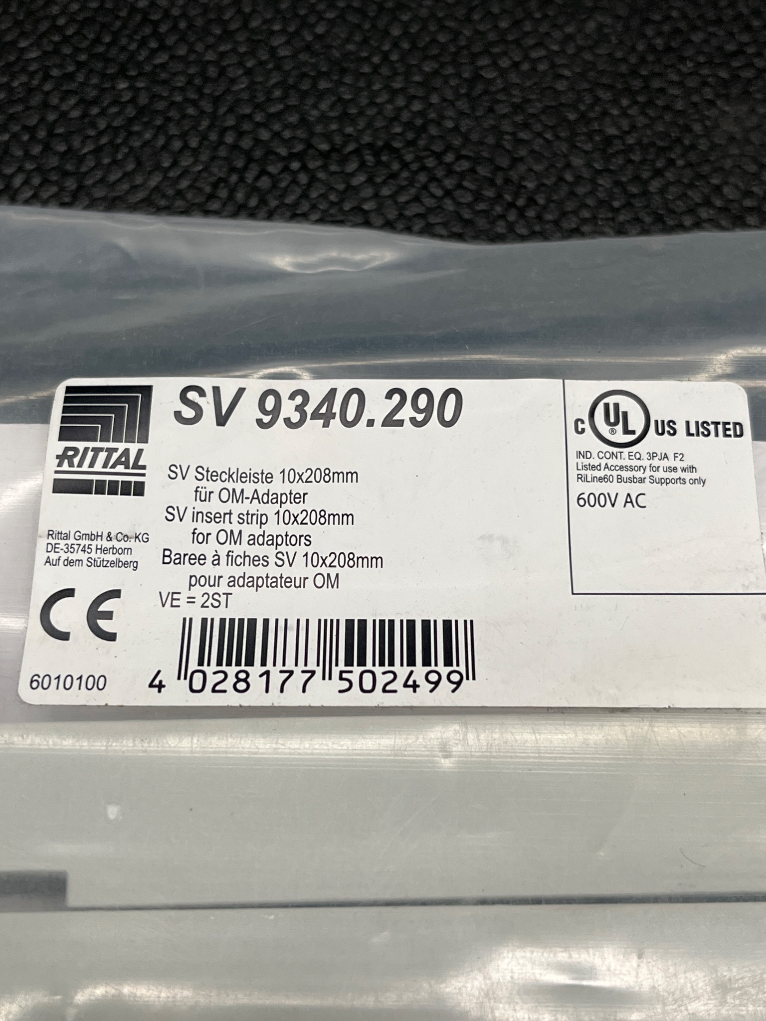 RITTAL SV 9340.290 SV Insert Strip 10x208mm for OM Adapters NEW (2-Pack) 3