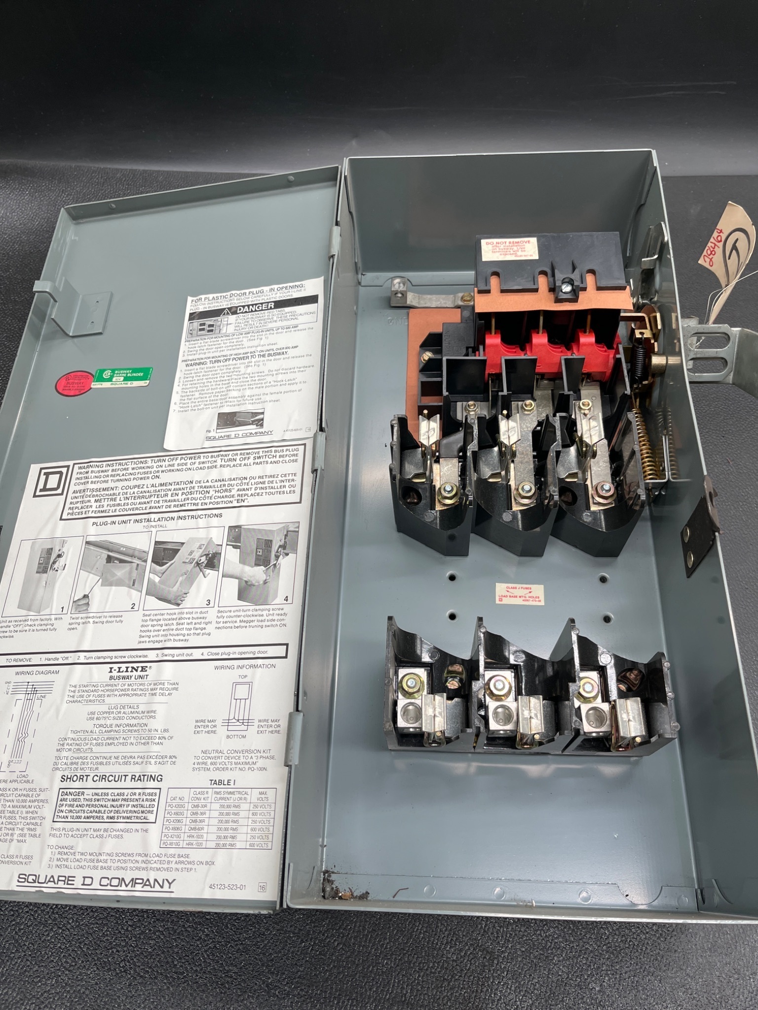 SQUARE D PQ3610G 100A I‑Line Busway Switch 600V 3P3W USED 1
