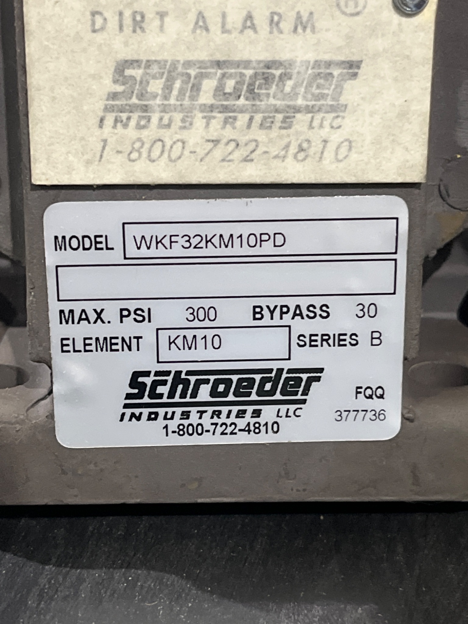 SCHROEDER WKF32KM10PD Hydraulic Filter USED 6