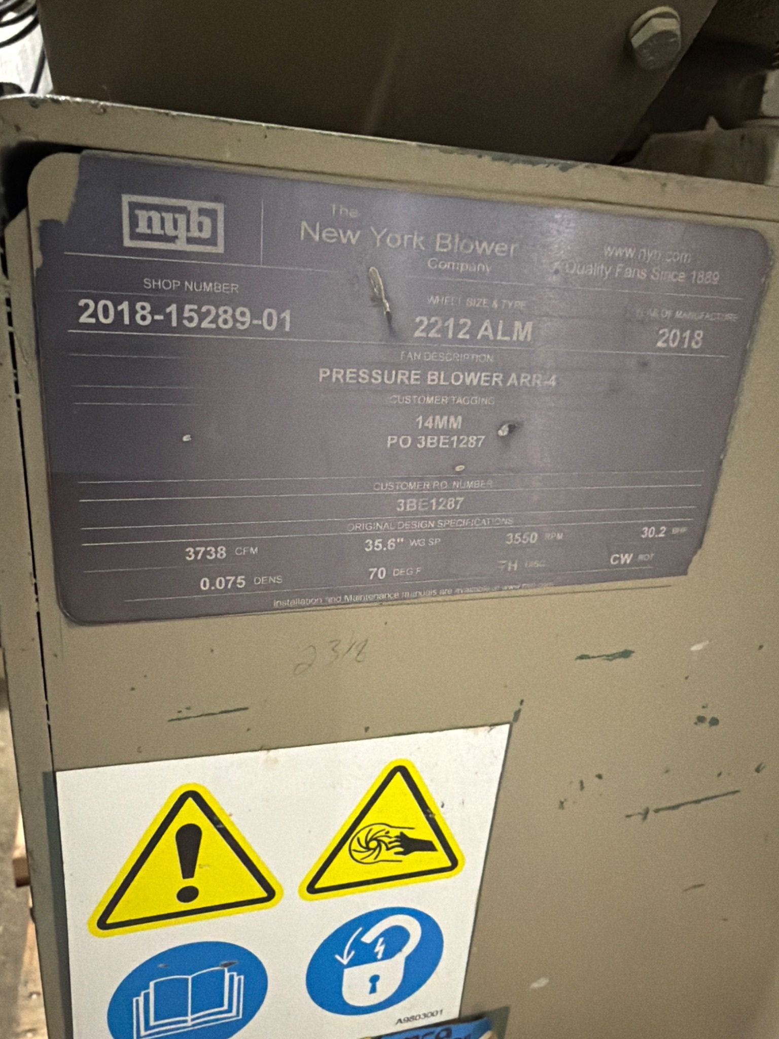 New York Blower 2212 ALM Industrial Pressure Blower USED 7