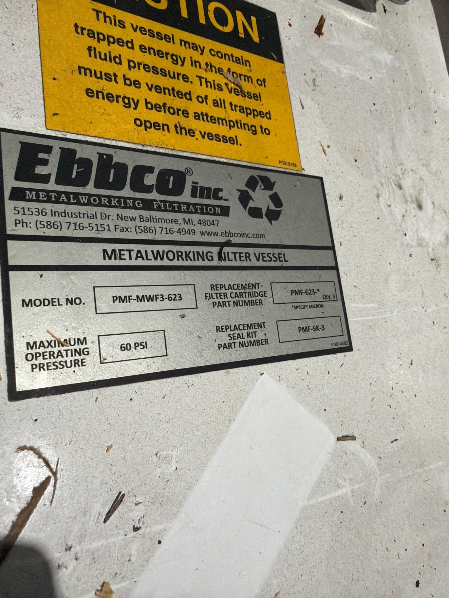 EBBCO PMF‑24,000‑IL In‑Line Chiller w/ PMF‑MWF3‑623 Filter Vessel USED 3